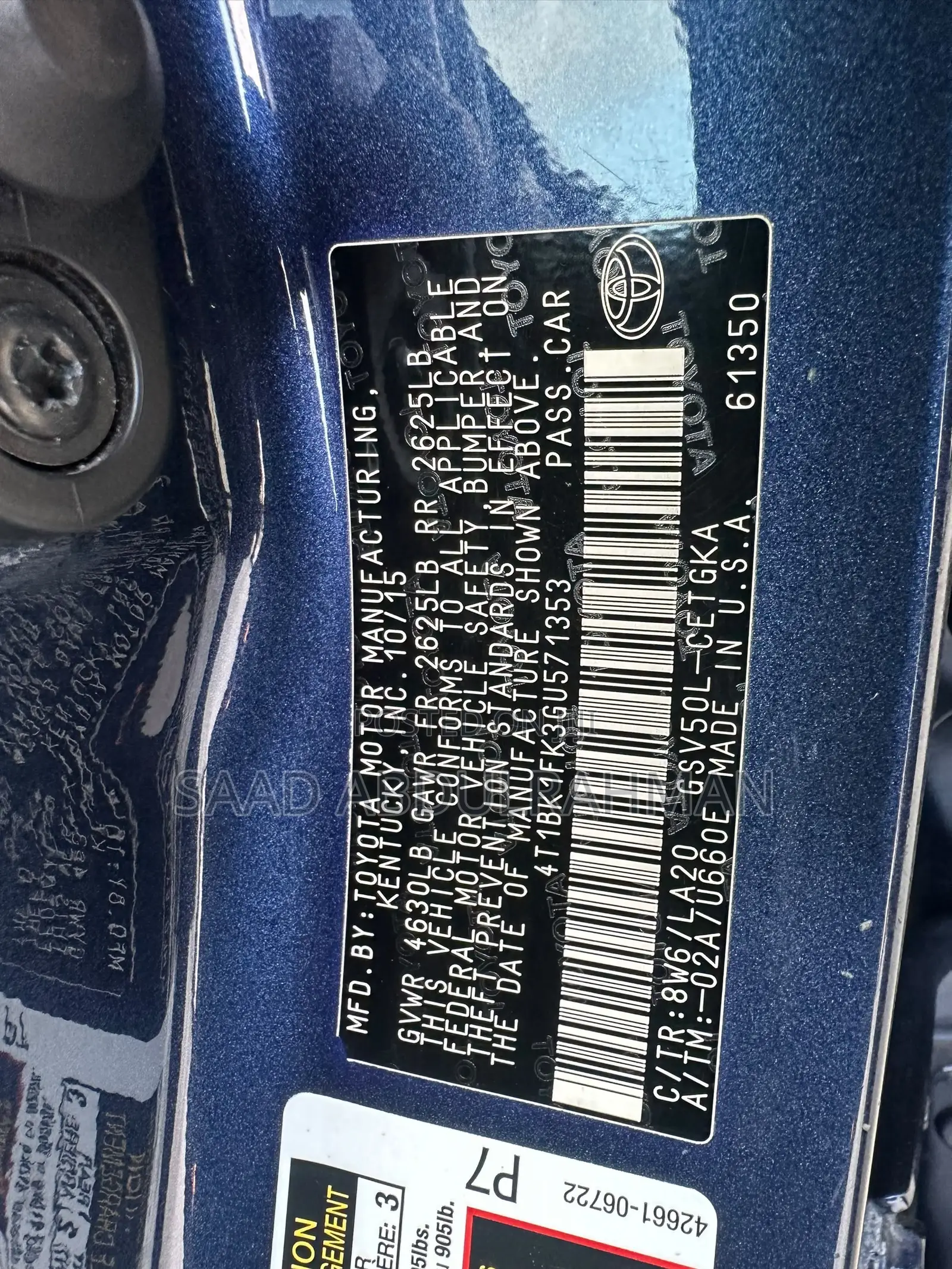 Toyota Camry XLE V6 4dr Sedan (3.6L 6cyl 6A) 2016 Blue