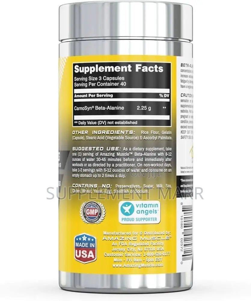 Beta Alanine Amino Acid – 2250mg Per Serving – 120 Count