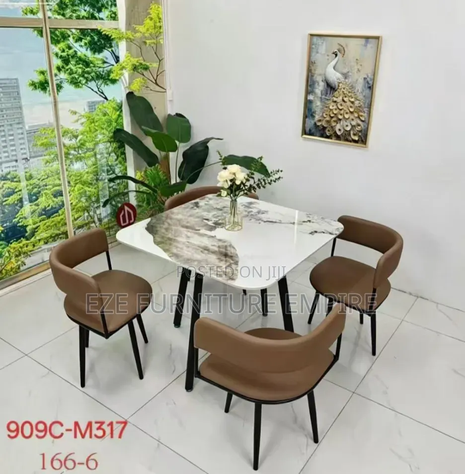 Stylish Marble Dining Set by 4 Seaters