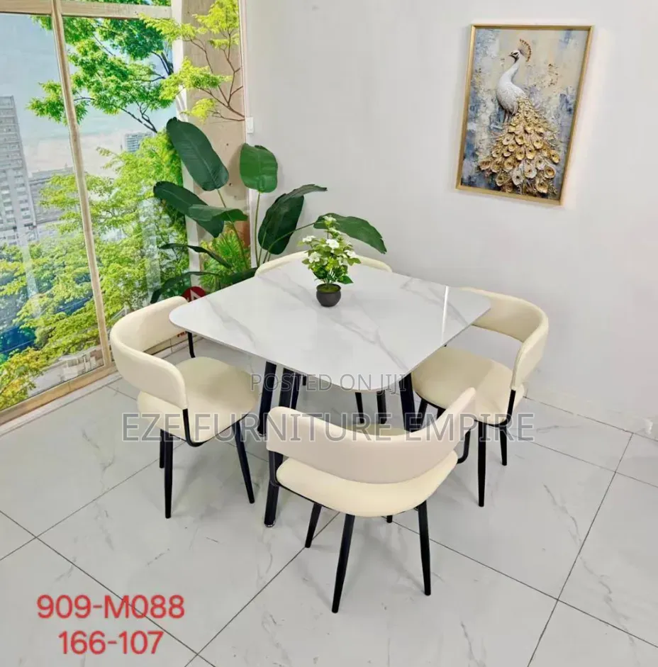 Stylish Marble Dining Set by 4 Seaters