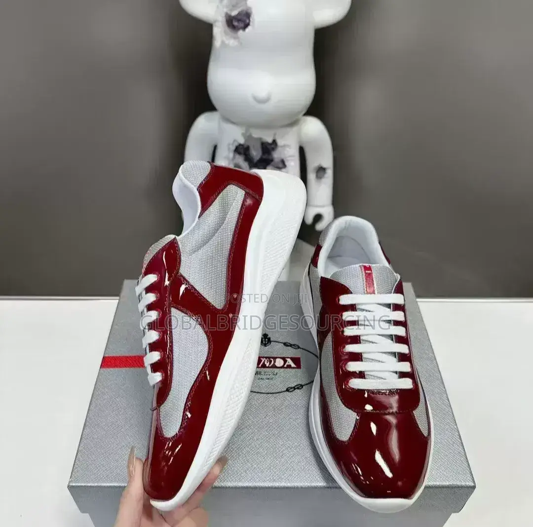 Men's Red Prada America's Cup Leather Mesh Sneakers
