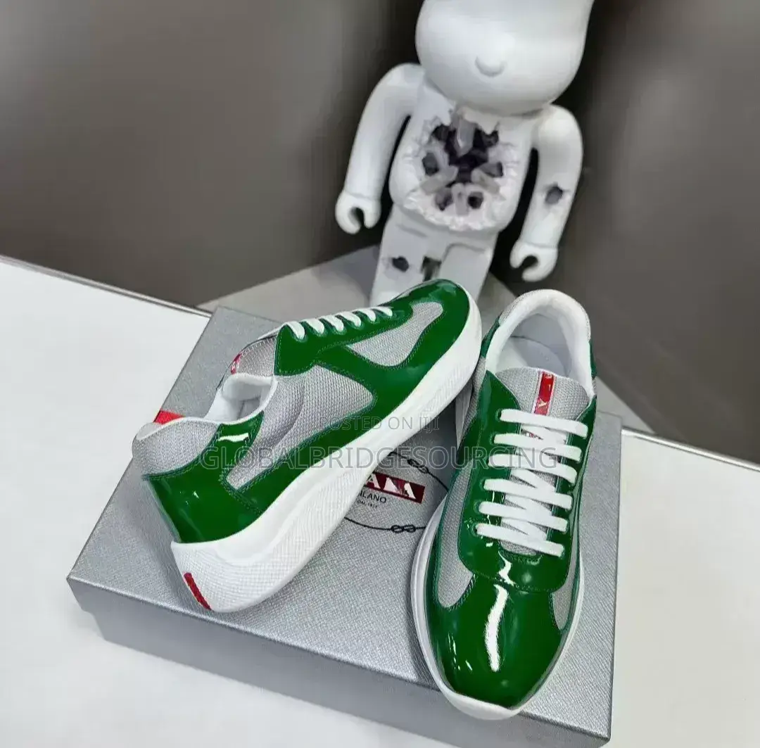 Men's Red Prada America's Cup Leather Mesh Sneakers