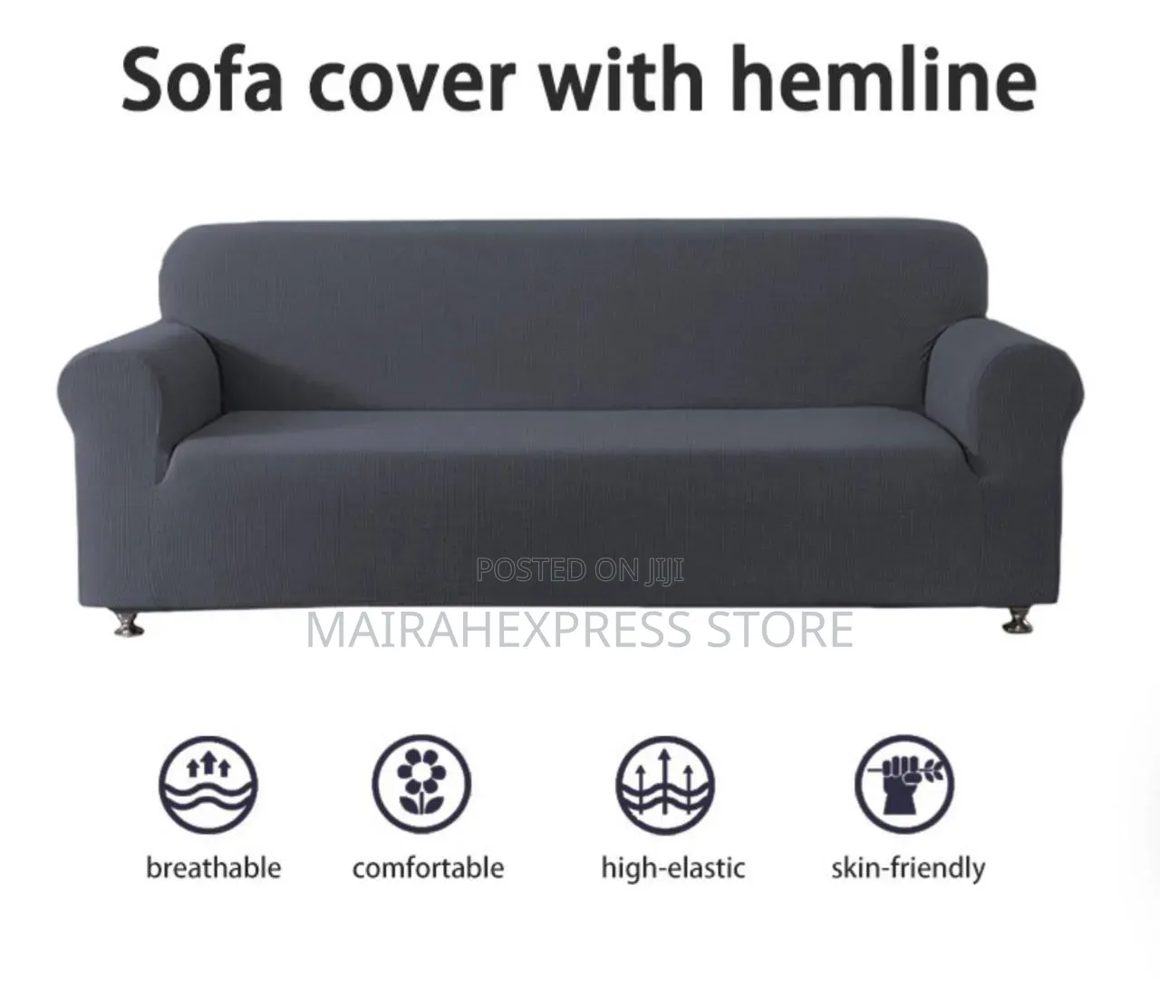 Stretchy Sofa Slipcover Featuring a Subtle Textured Leaf Pattern 2st7