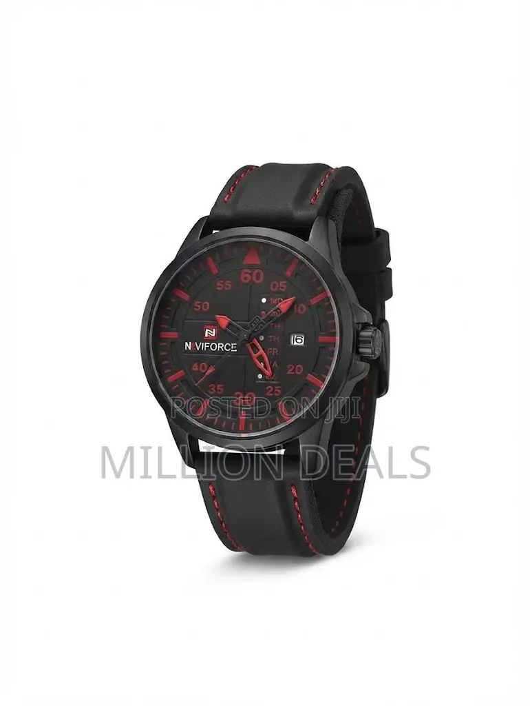 Black N Red Tactical Rubber Strap Men's Wrist Watch