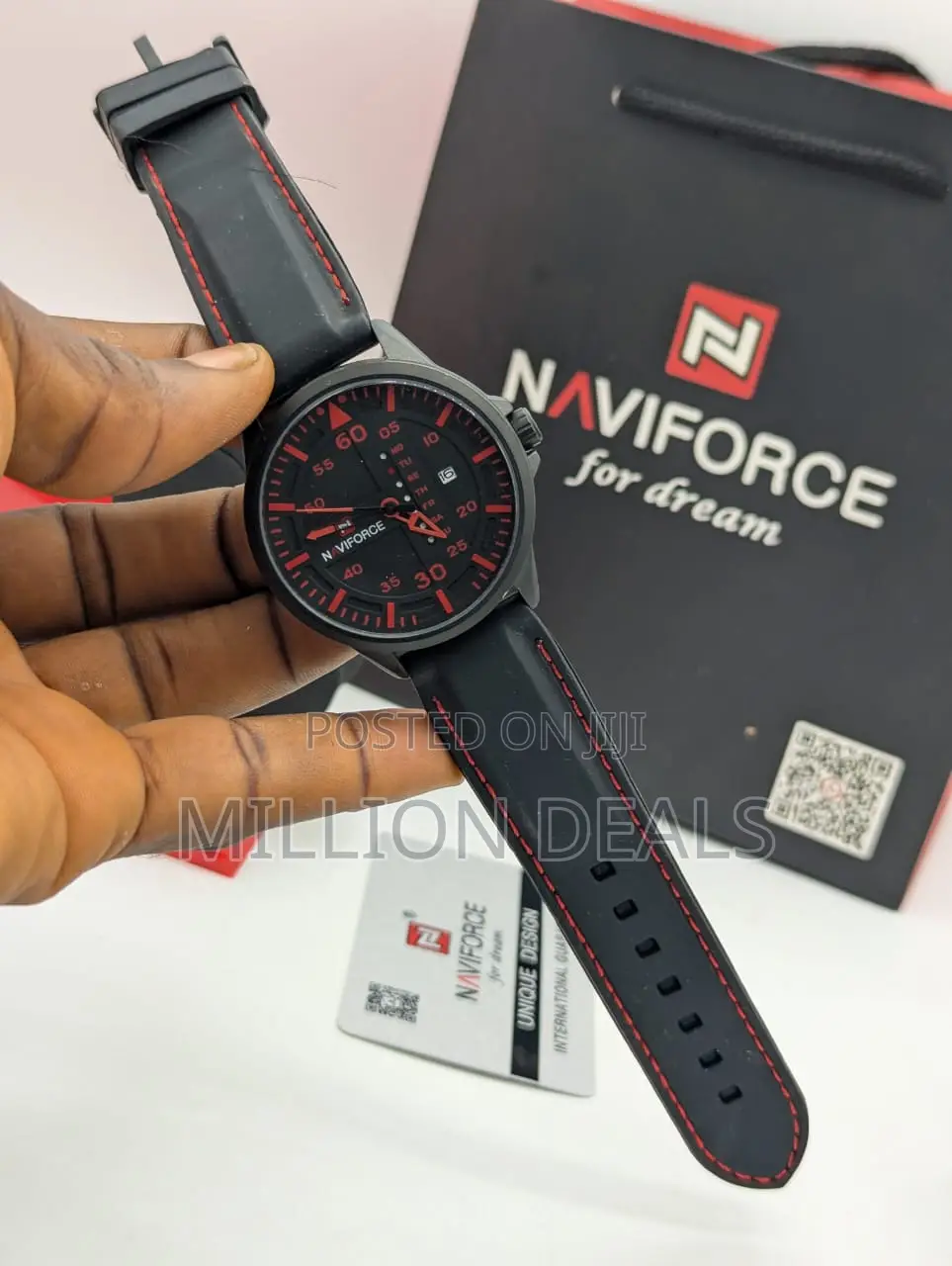 Black N Red Tactical Rubber Strap Men's Wrist Watch