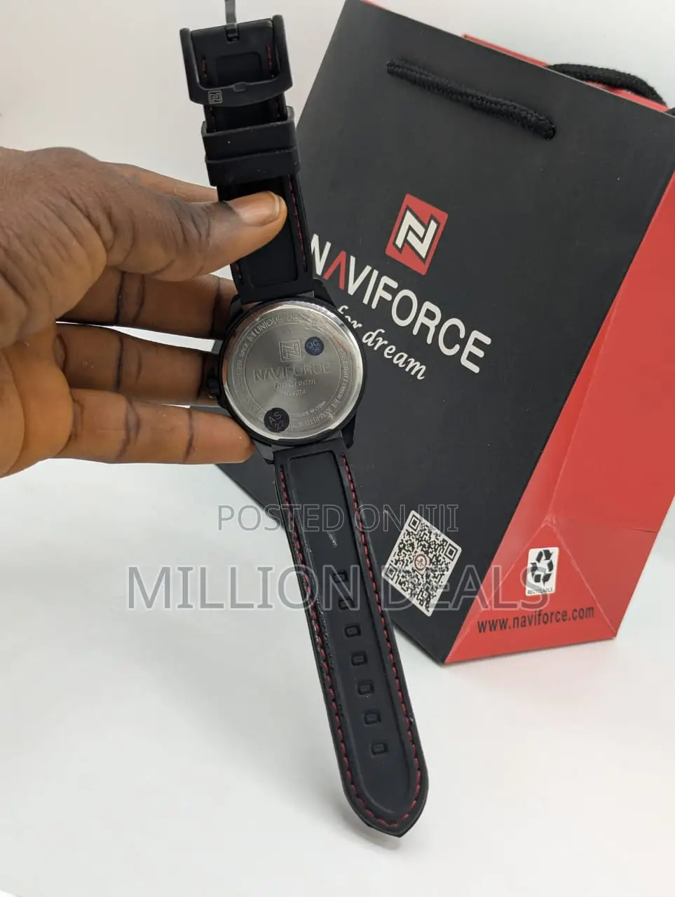 Black N Red Tactical Rubber Strap Men's Wrist Watch