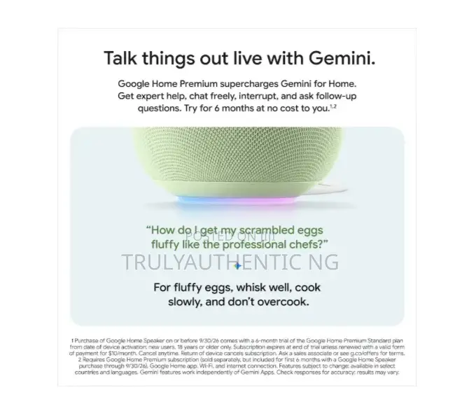 Google Premium Home Speaker - 360-Degree Sound With Gemini - Smart