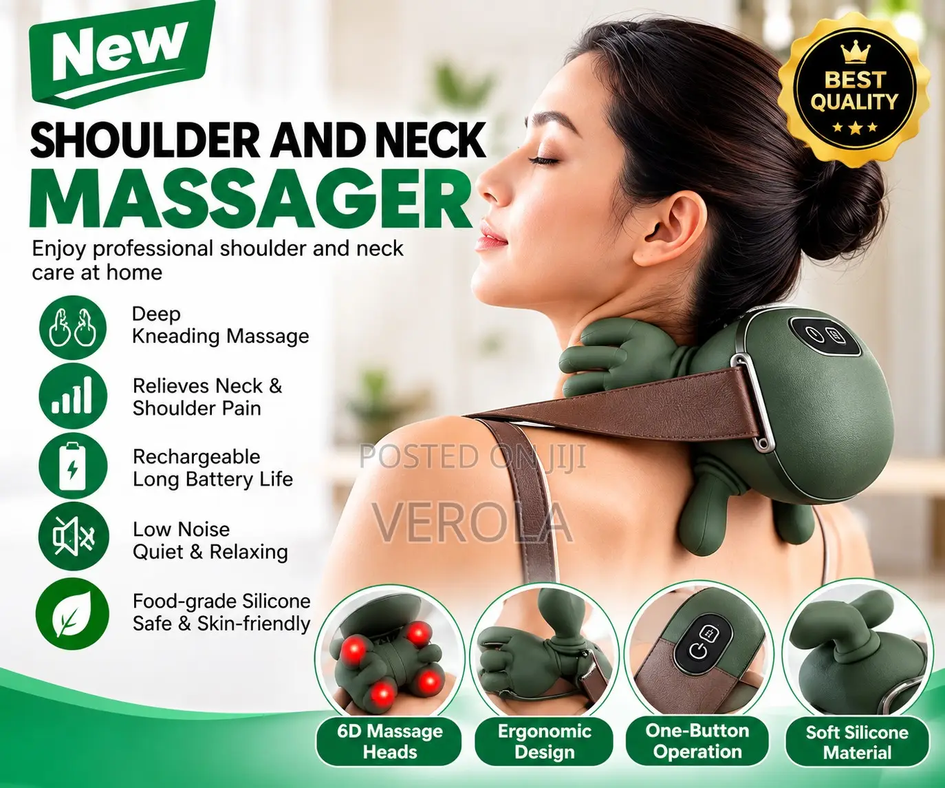 Rechargeable Shoulder Neck Massager Deep Tissue Pain Relief