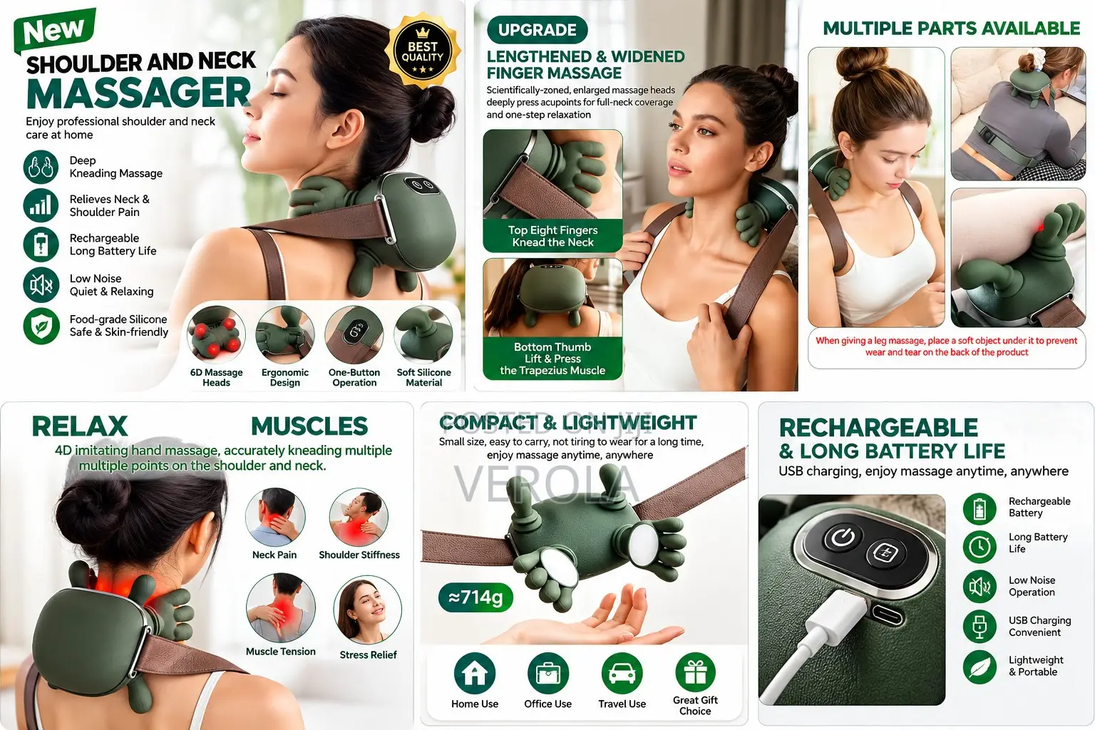Rechargeable Shoulder Neck Massager Deep Tissue Pain Relief