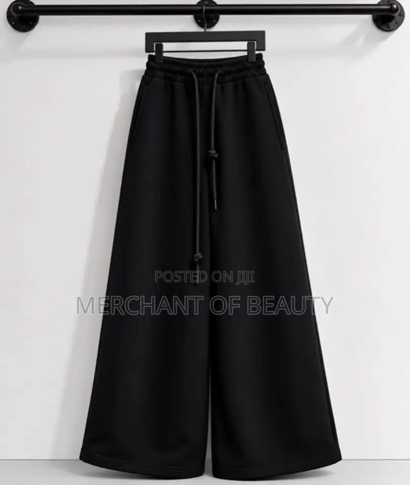 Unisex WideLeg Baggy Sweat Pants Oversized PalazzoJoggers Black Grey