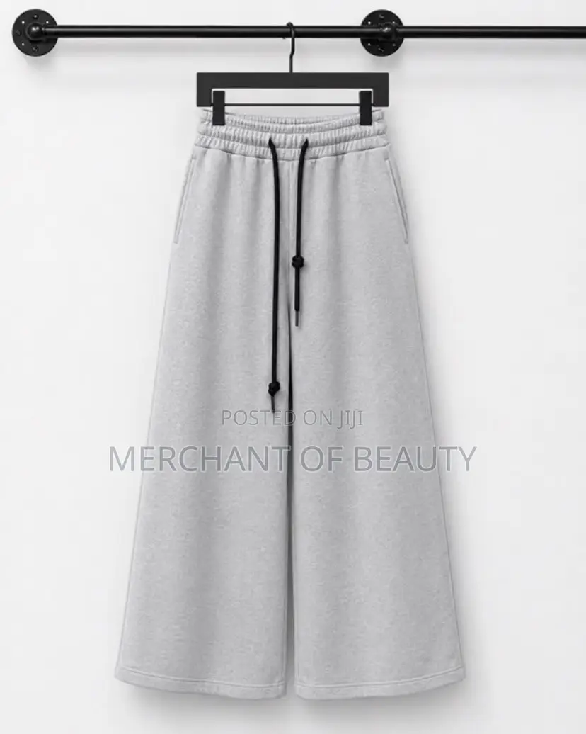 Unisex WideLeg Baggy Sweat Pants Oversized PalazzoJoggers Black Grey