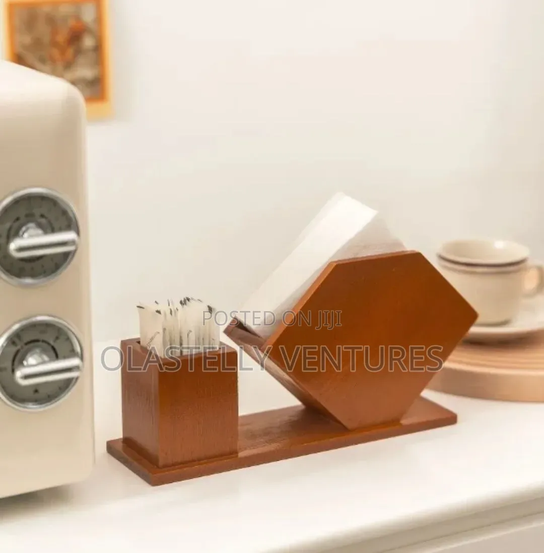 Bamboo Serviette Holder With Toothpick Holder Dispenser