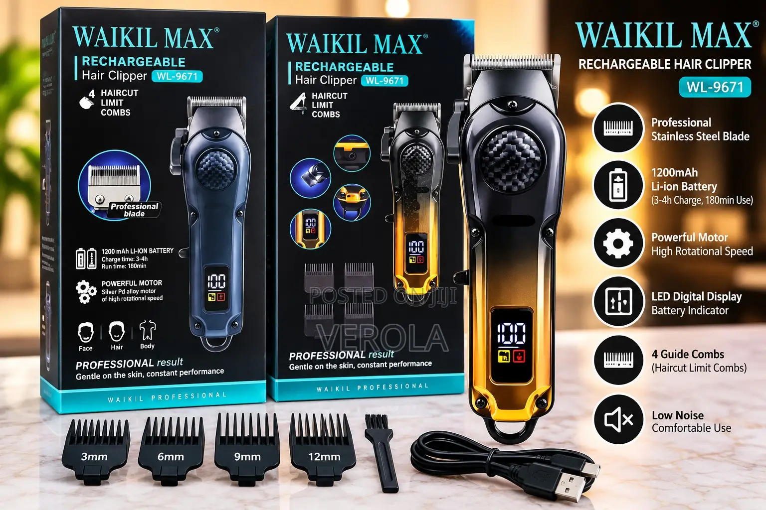 Waikil Max WL-9671 Rechargeable Professional Hair Clipper