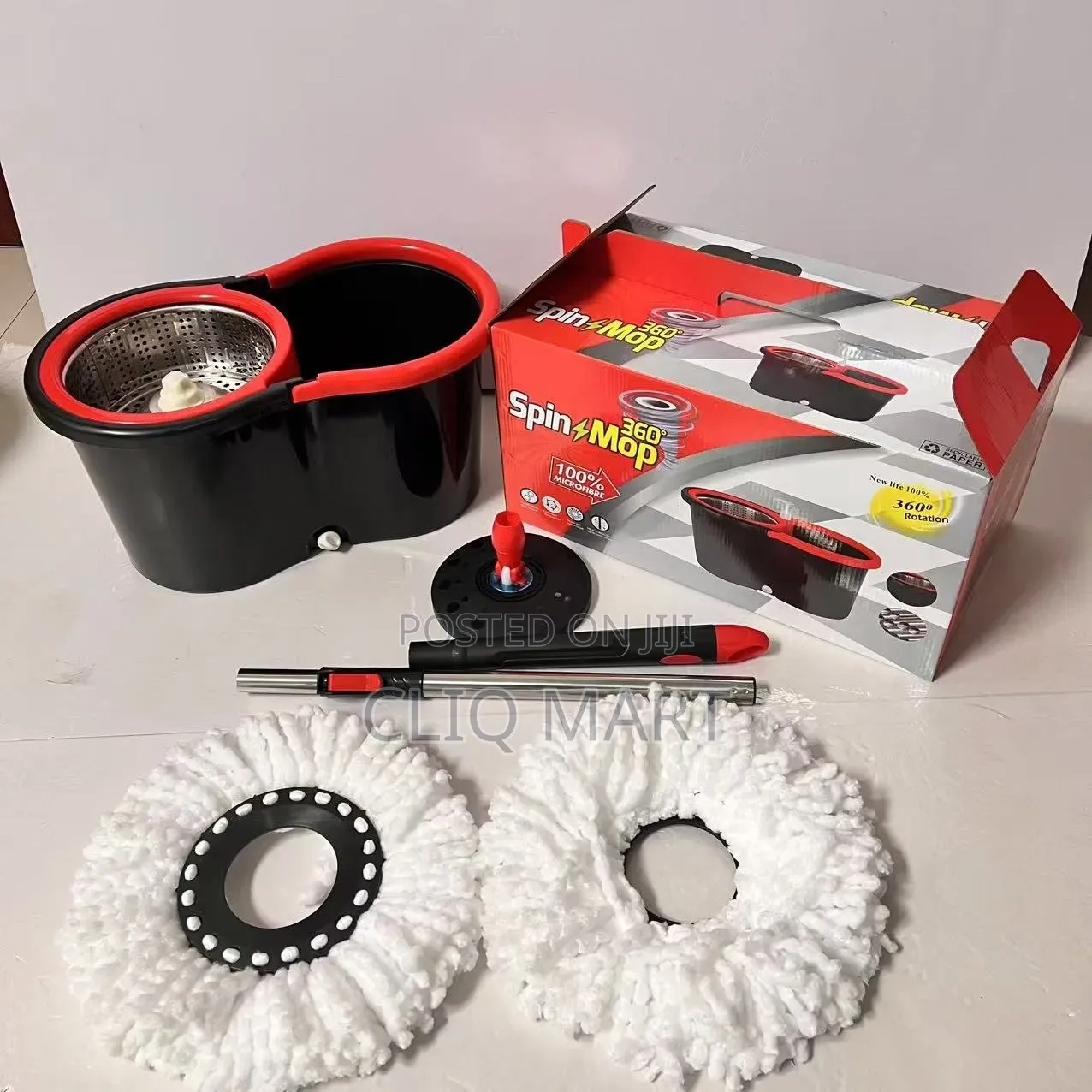 Spin Mop 360° – Bucket Wringer Cleaning Mop Set With Microfiber Heads