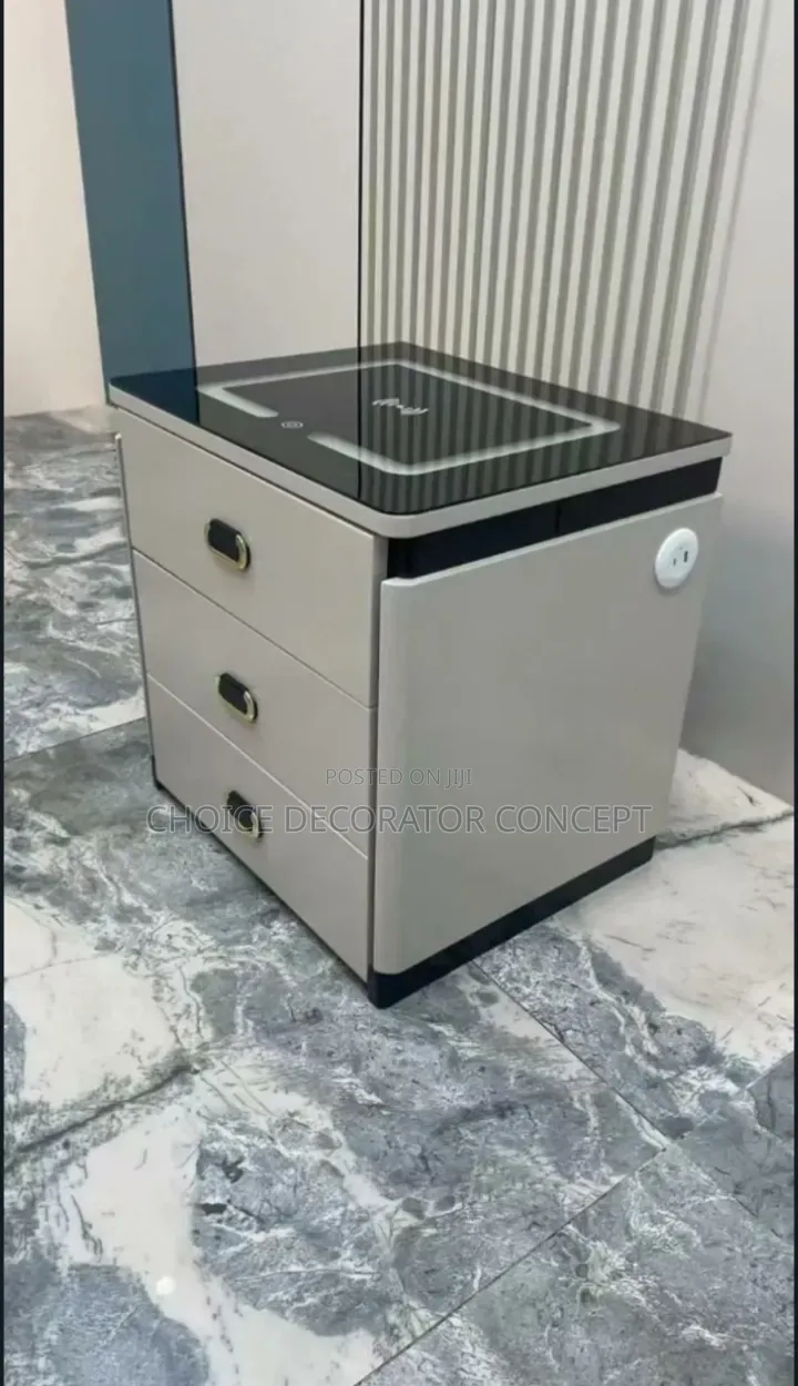 Smart Bedside Cabinet With Wireless Charging USB Ports – 3 Drawers*