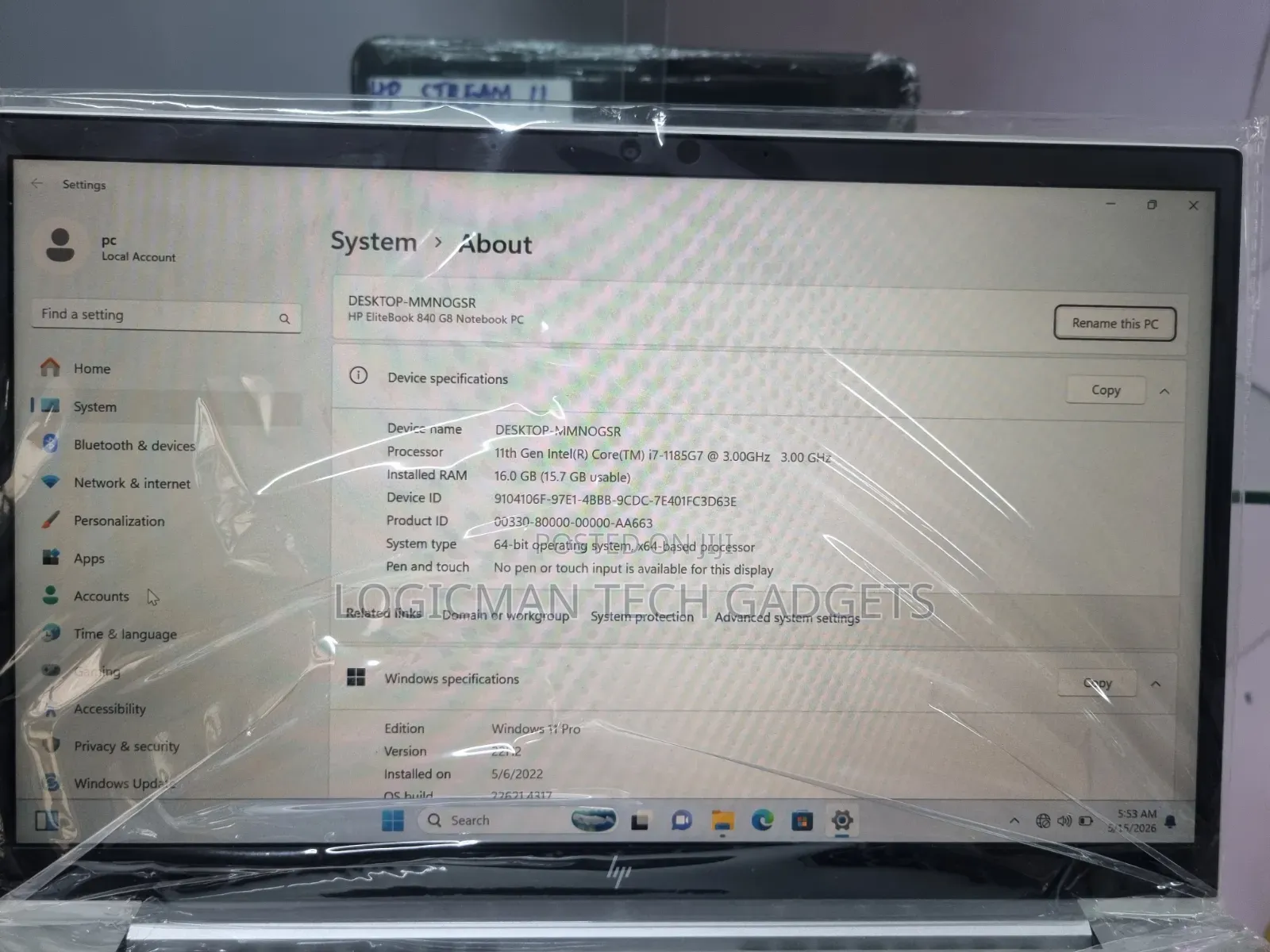 Laptop HP EliteBook 840 G8 16GB Intel Core i7 SSD 256GB