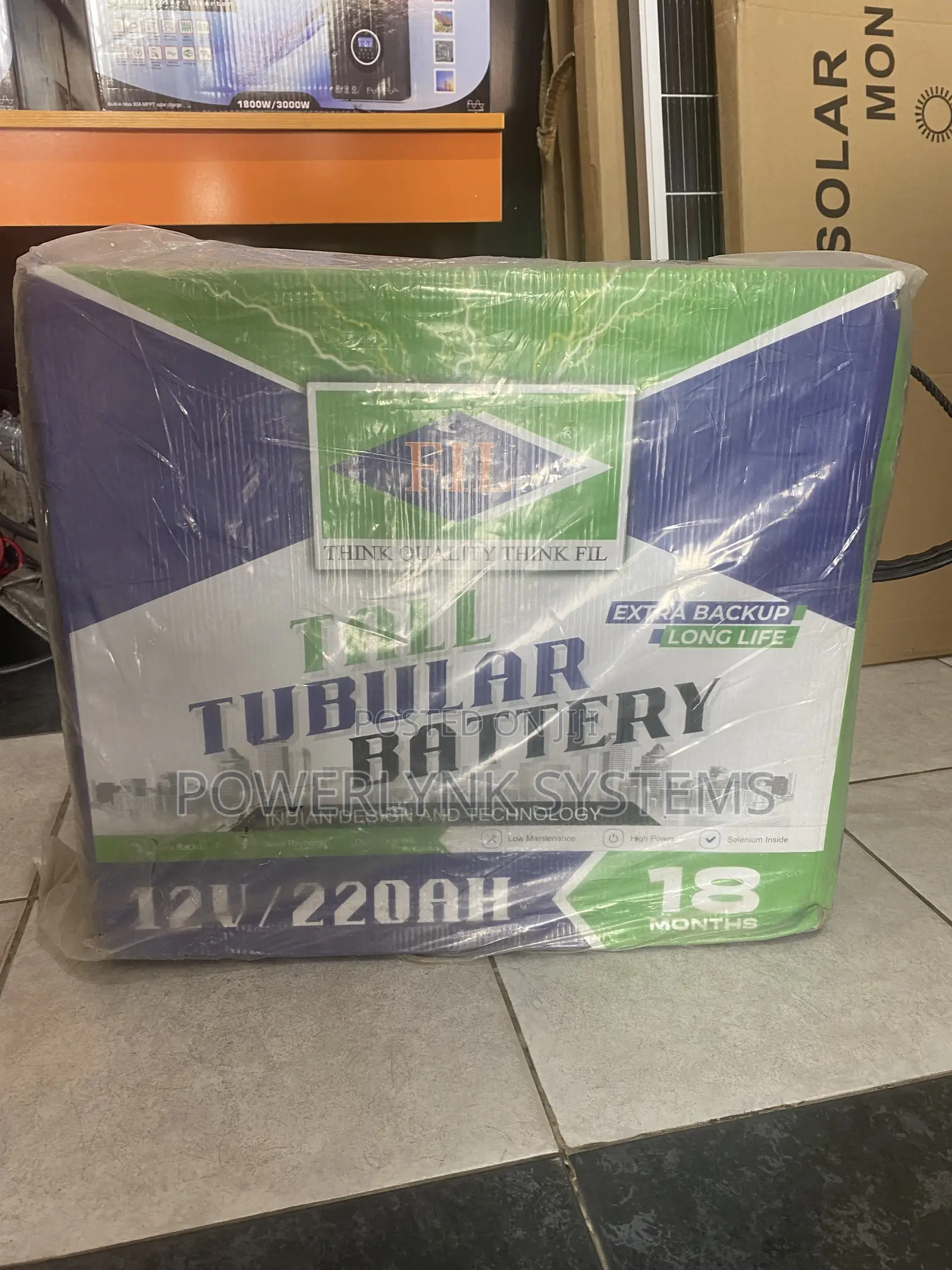 FIL Tall Tubular Battery 220A 12V