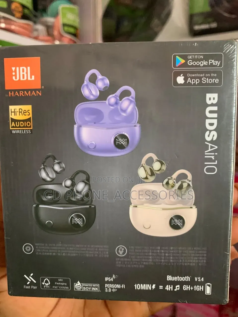 JBL Buds Air10 Open-Ear Clip-on Wireless Earphones - LED Display