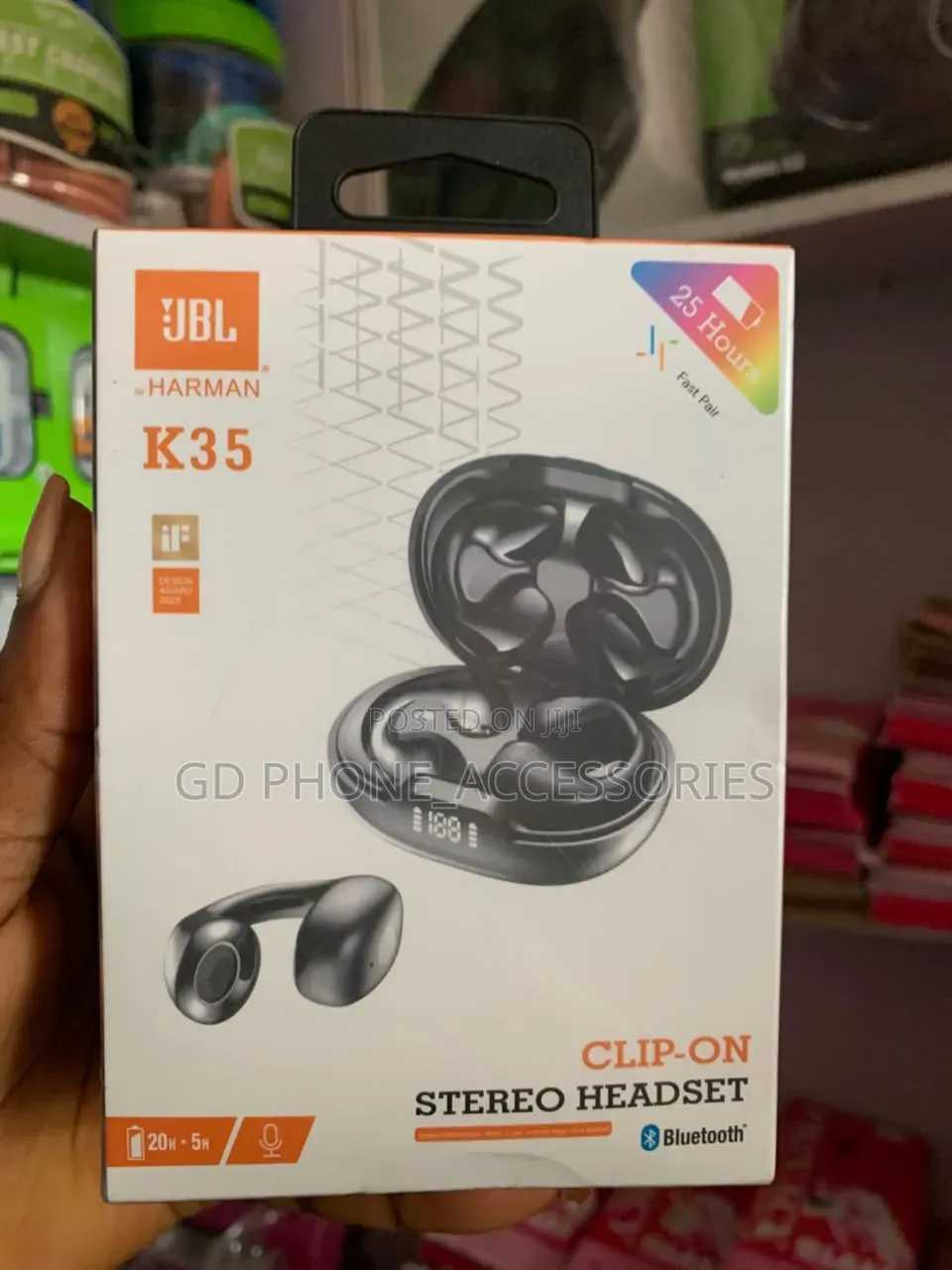 JBL Clip-on Wireless Earphones - Open Ear Stereo Headset