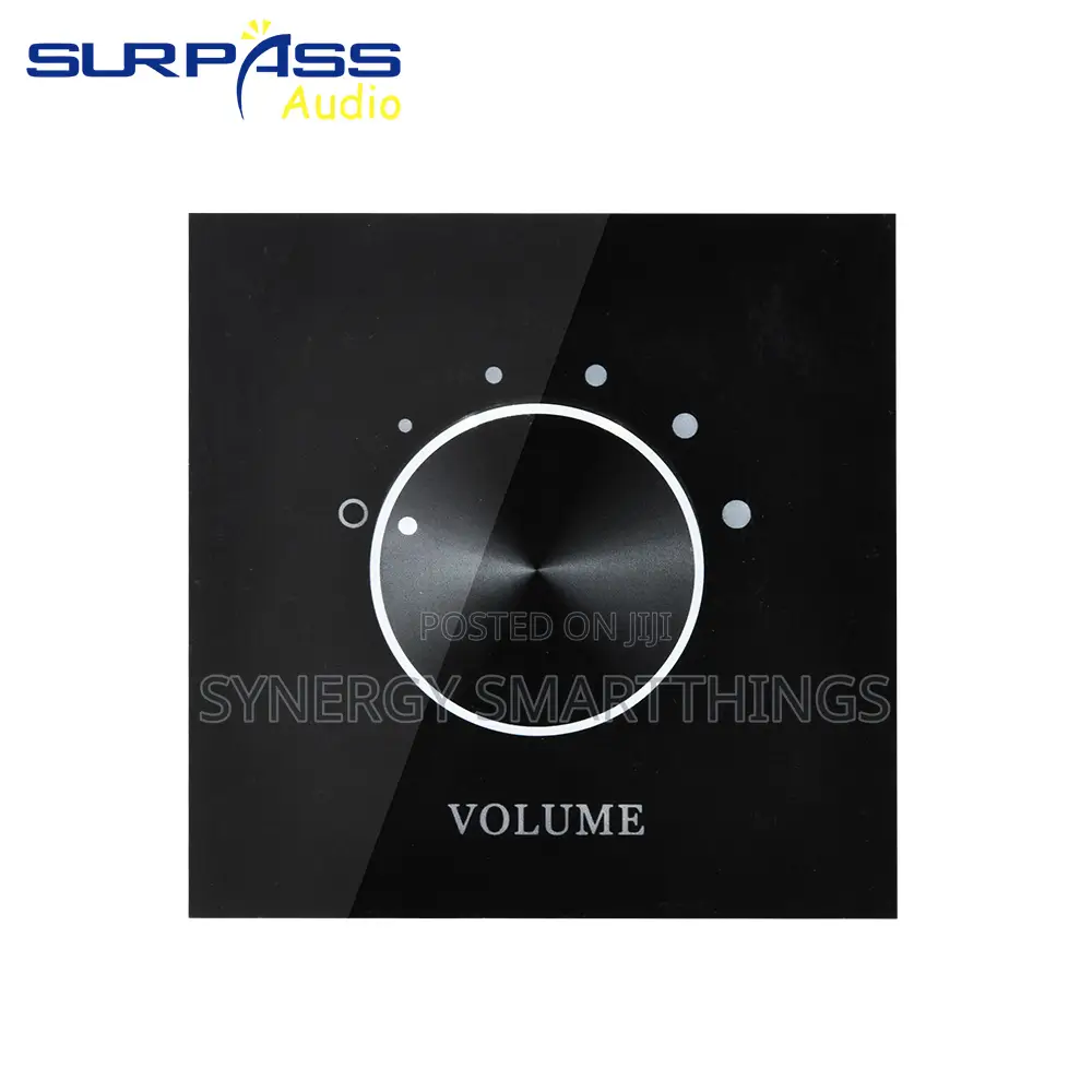 Wall-Mounted Glass/Rotary Volume Control Panel - Black Color