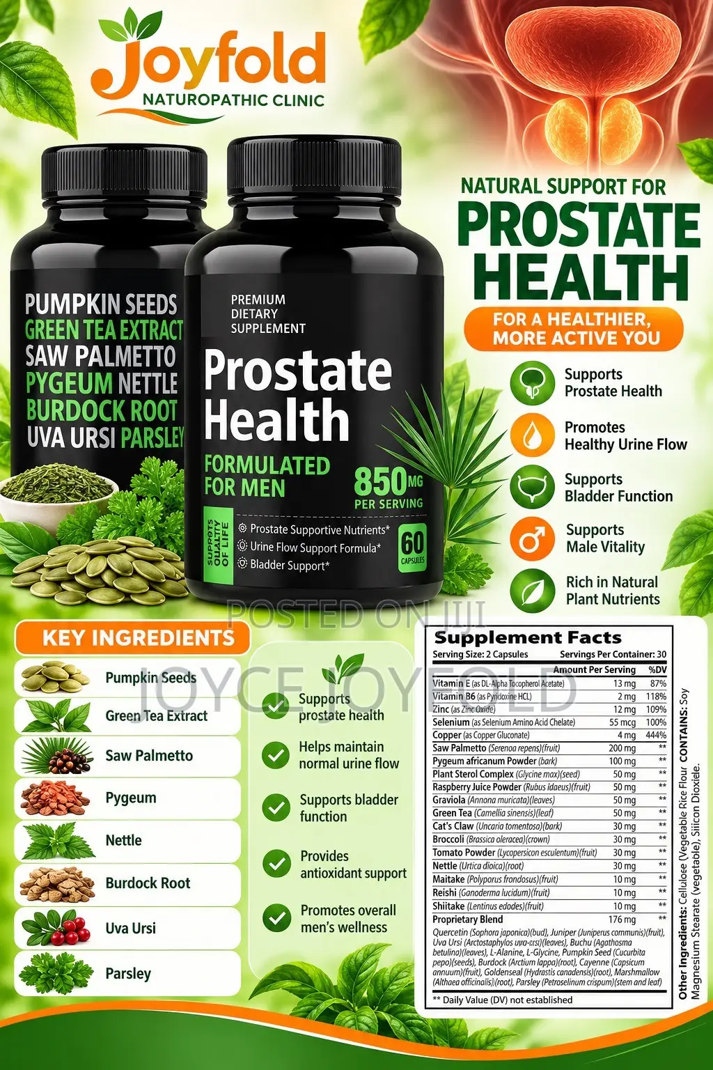 Prostate Health:Supports, Healthy Prostate, Bladder, Normal Urine Flow