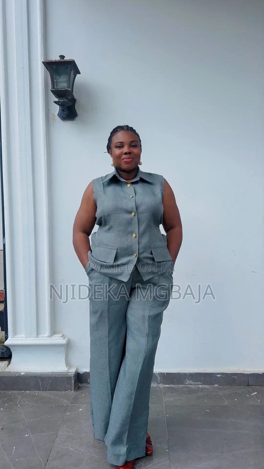 Gray 2 Piece Trouser Set