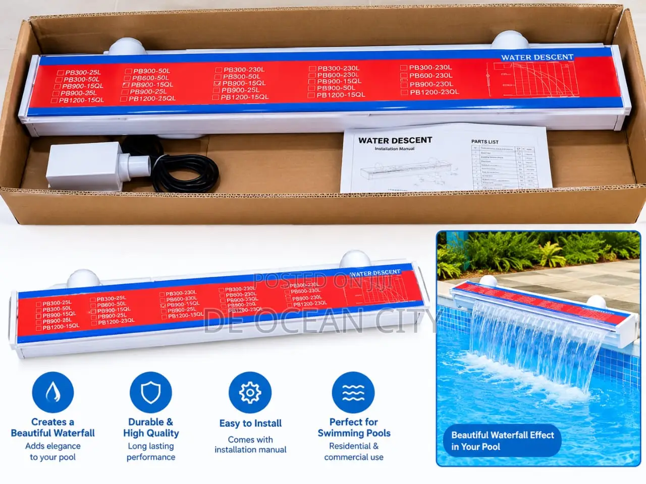 Plastic Waterfall for Swimming Pool Fountain