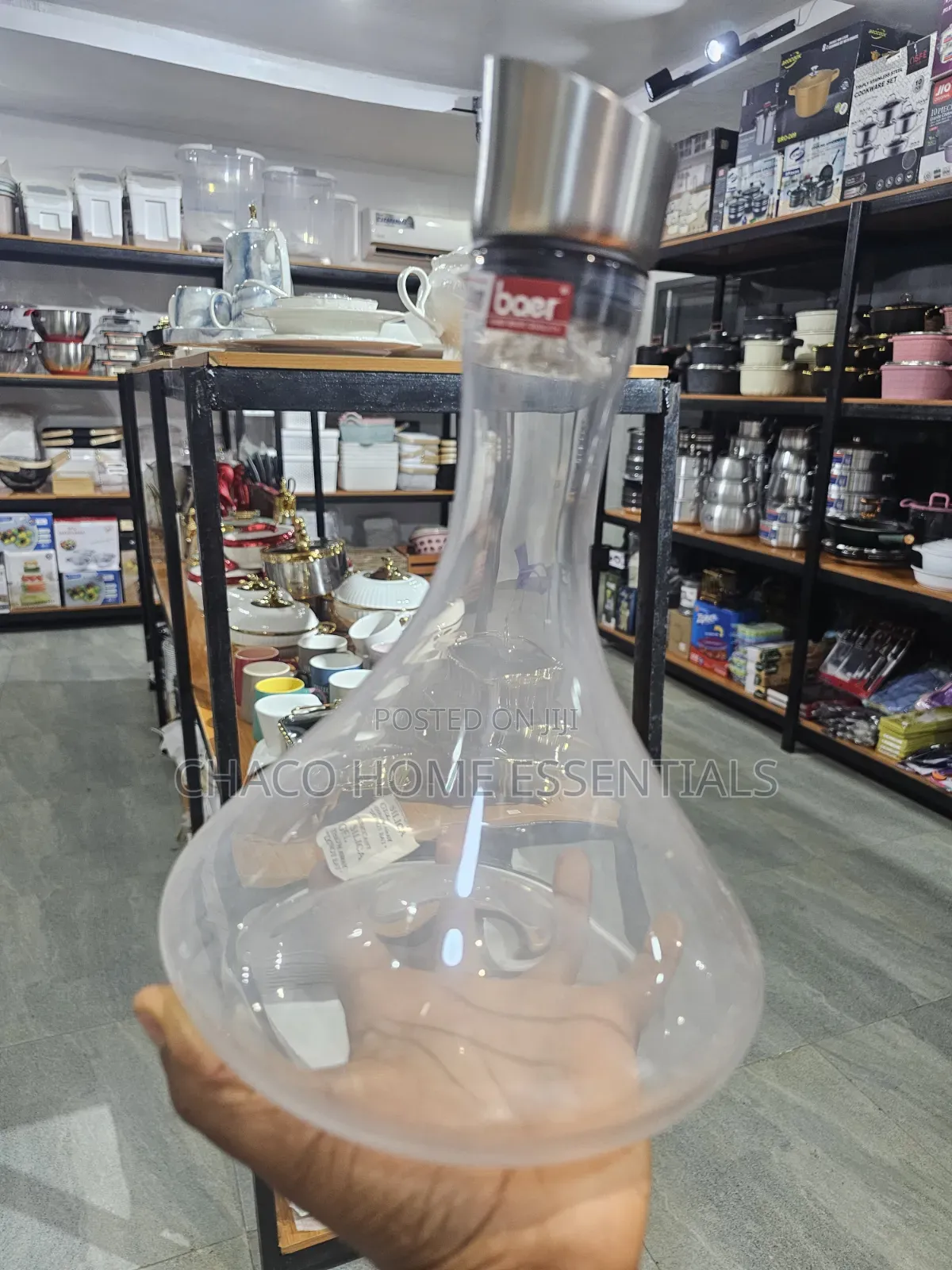 Baer Crystal Wine Decanter With Stainless Steel Aerator Spout