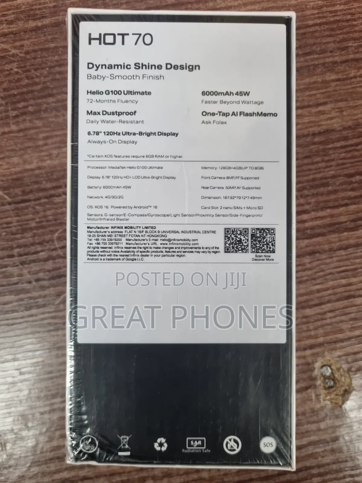 New Infinix Hot 70 128 GB Blue