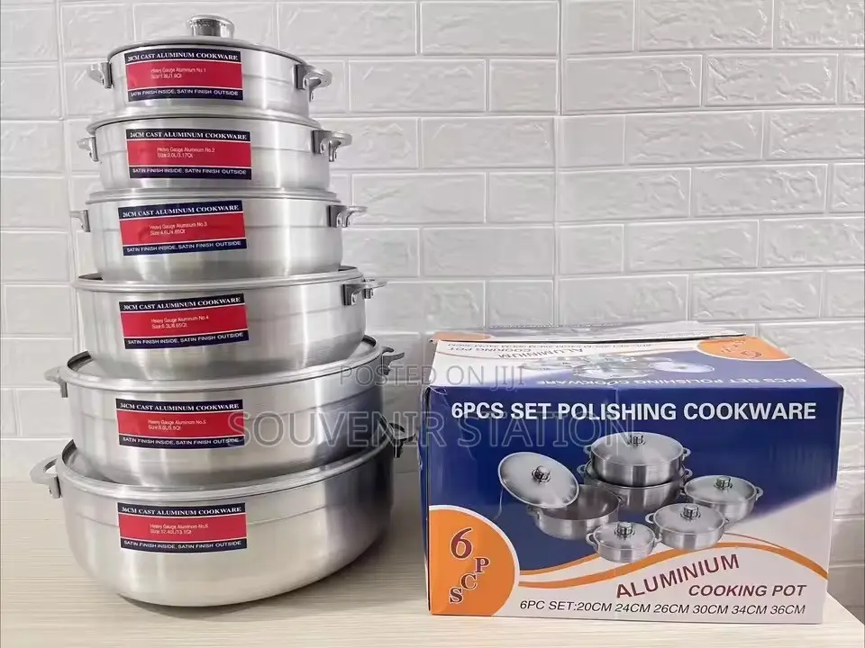 6 PCS Polished Aluminum Pot Set