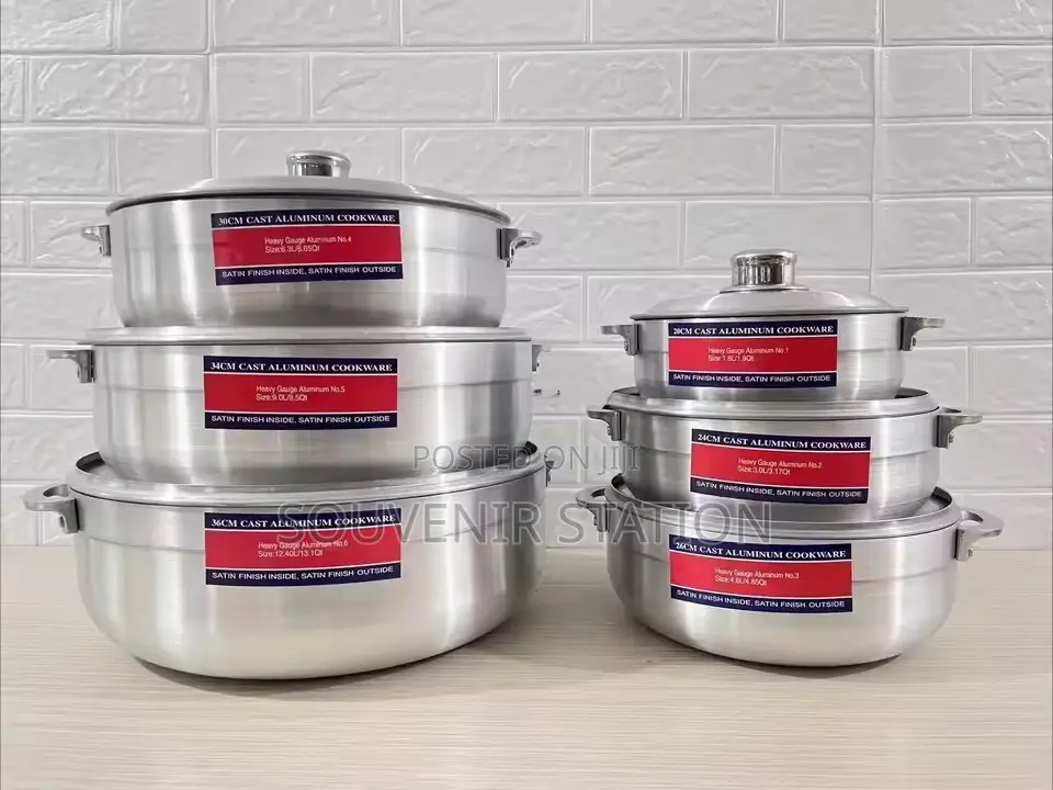 6 PCS Polished Aluminum Pot Set