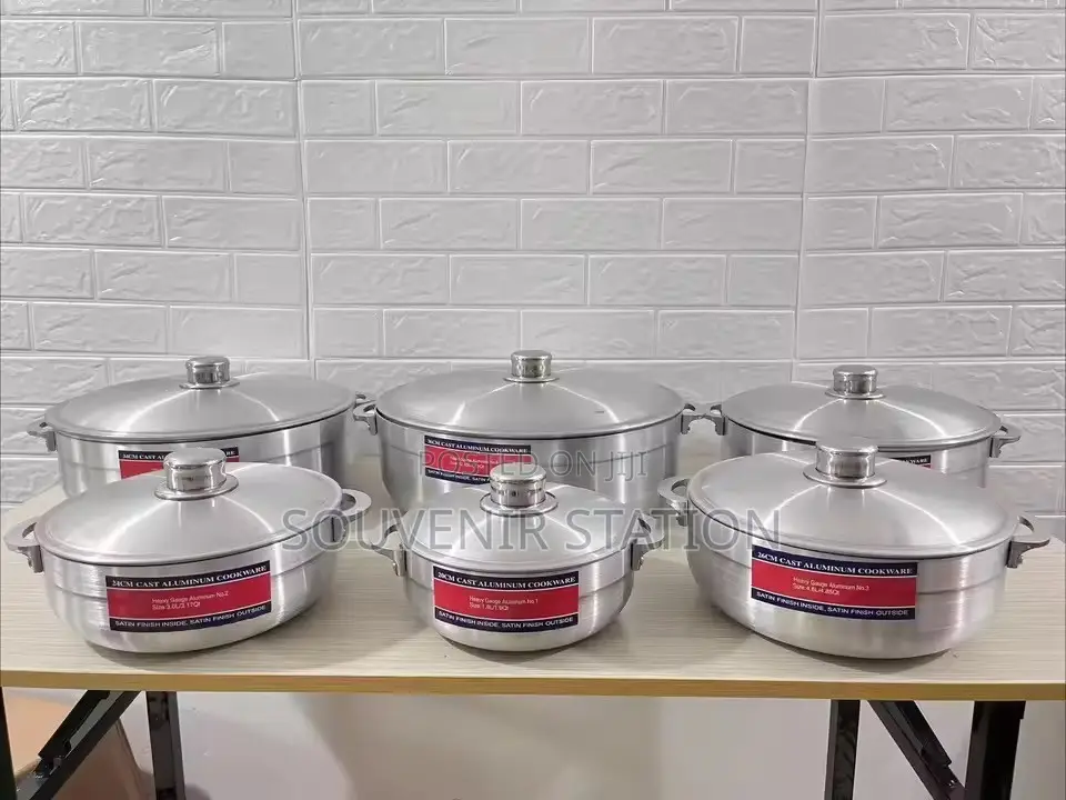 6 PCS Polished Aluminum Pot Set