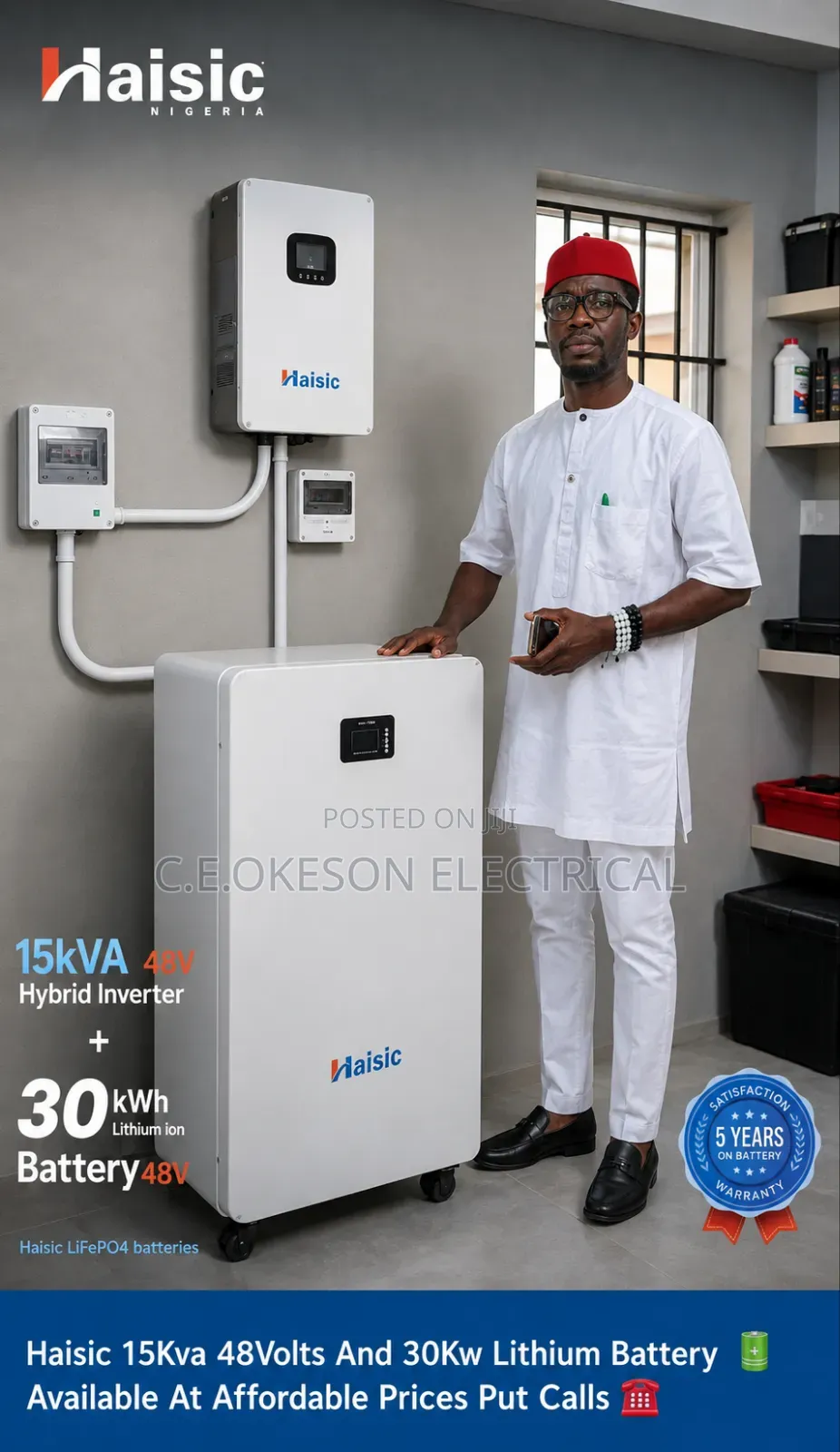 30kwh and 15kva Haisic Lithium Ion Battery and Inverter
