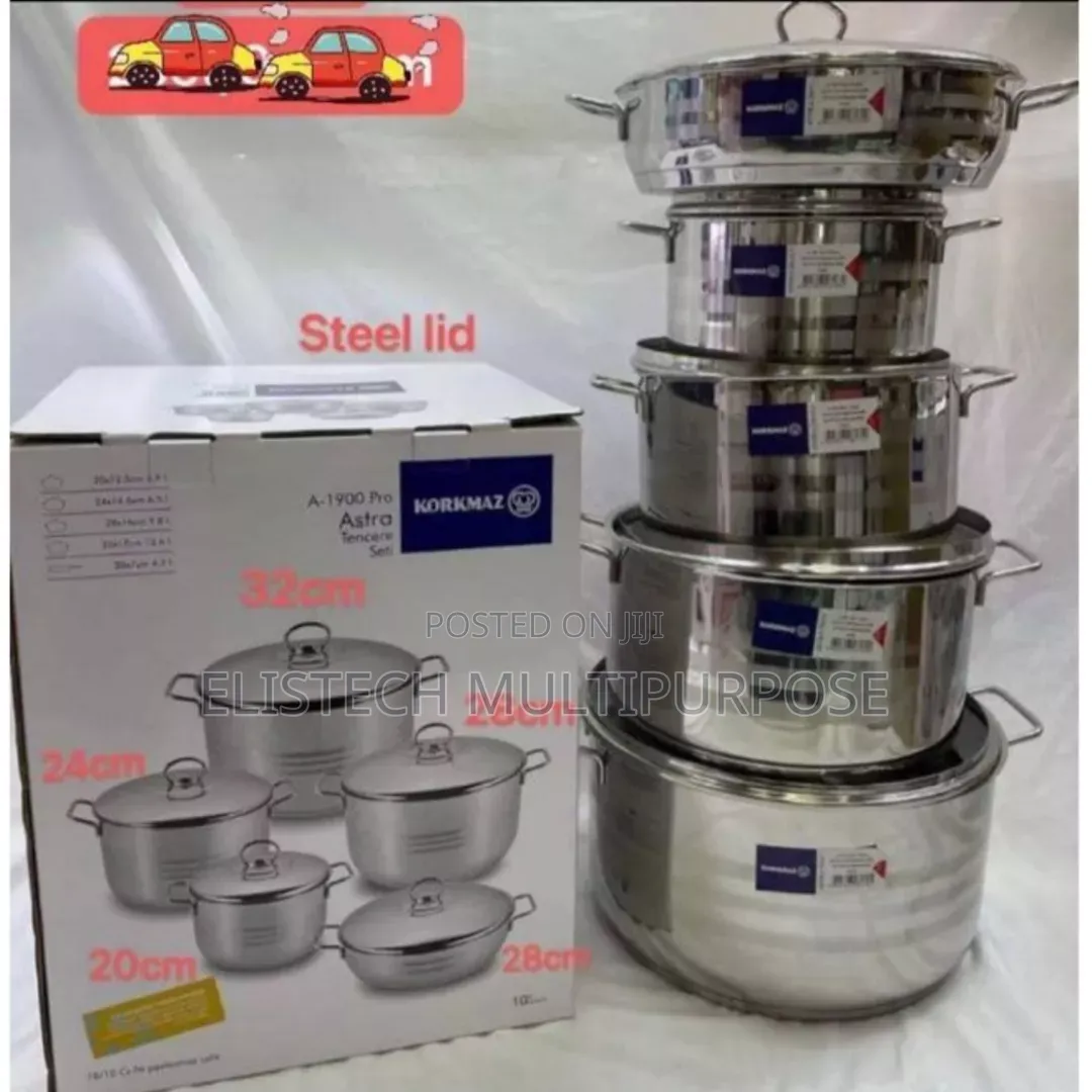 Korkmaz a-1900 Pro Astra 10-Piece Stainless Steel Cooking Pot Set