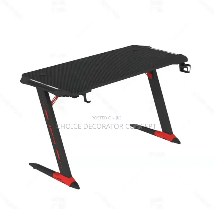 Pro Gaming Desk – Carbon Fiber Surface With Cup Holder Cable Ports*