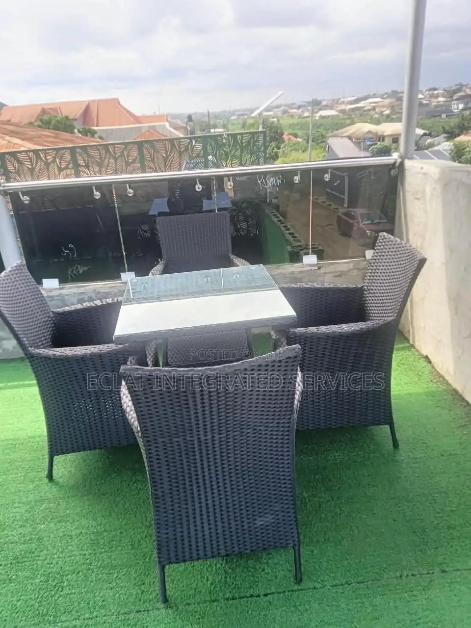 Black Outdoor Set With Red Cushions