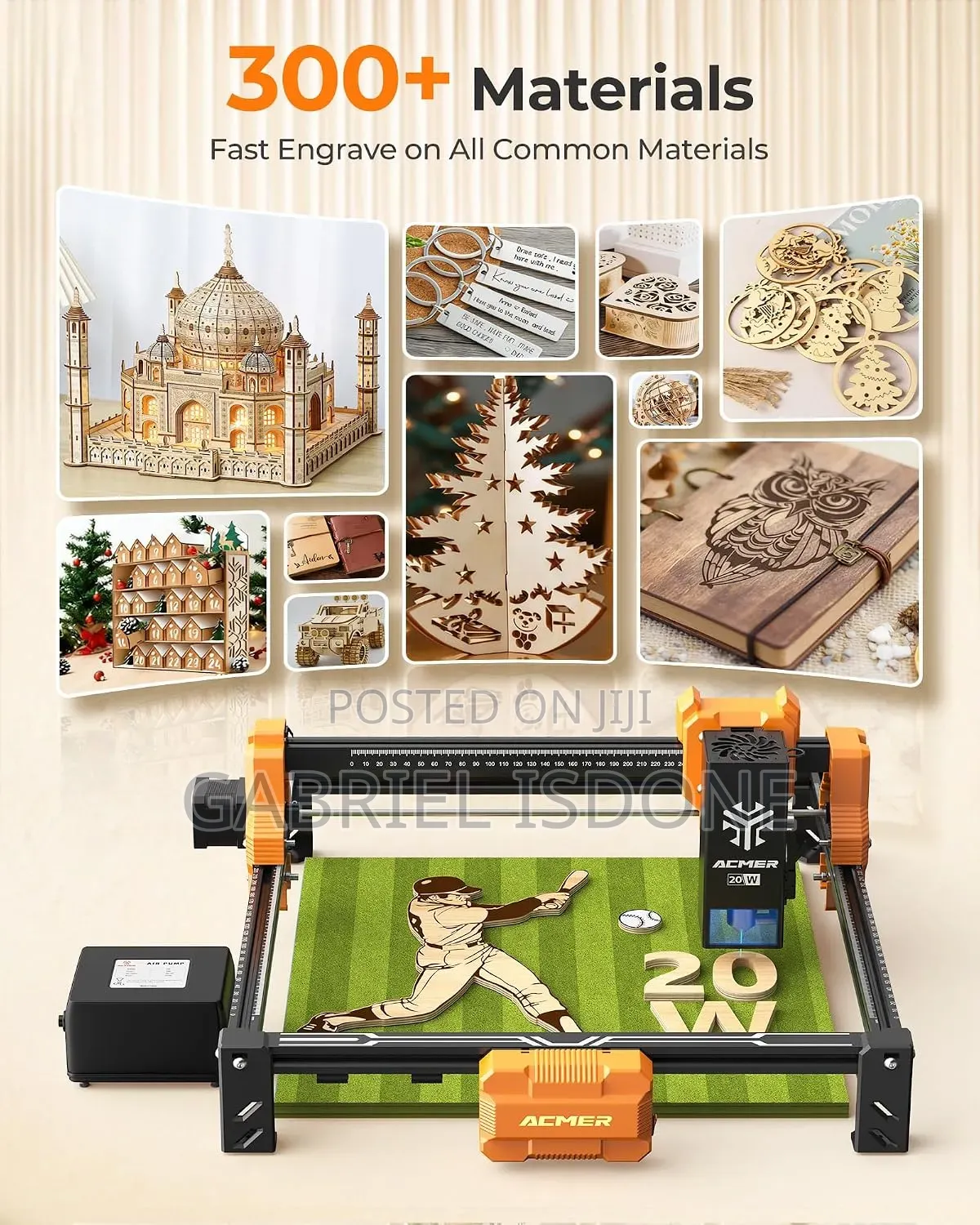 Engraving Cutting Machine With 25L Air Assist, Wood, Leather,
