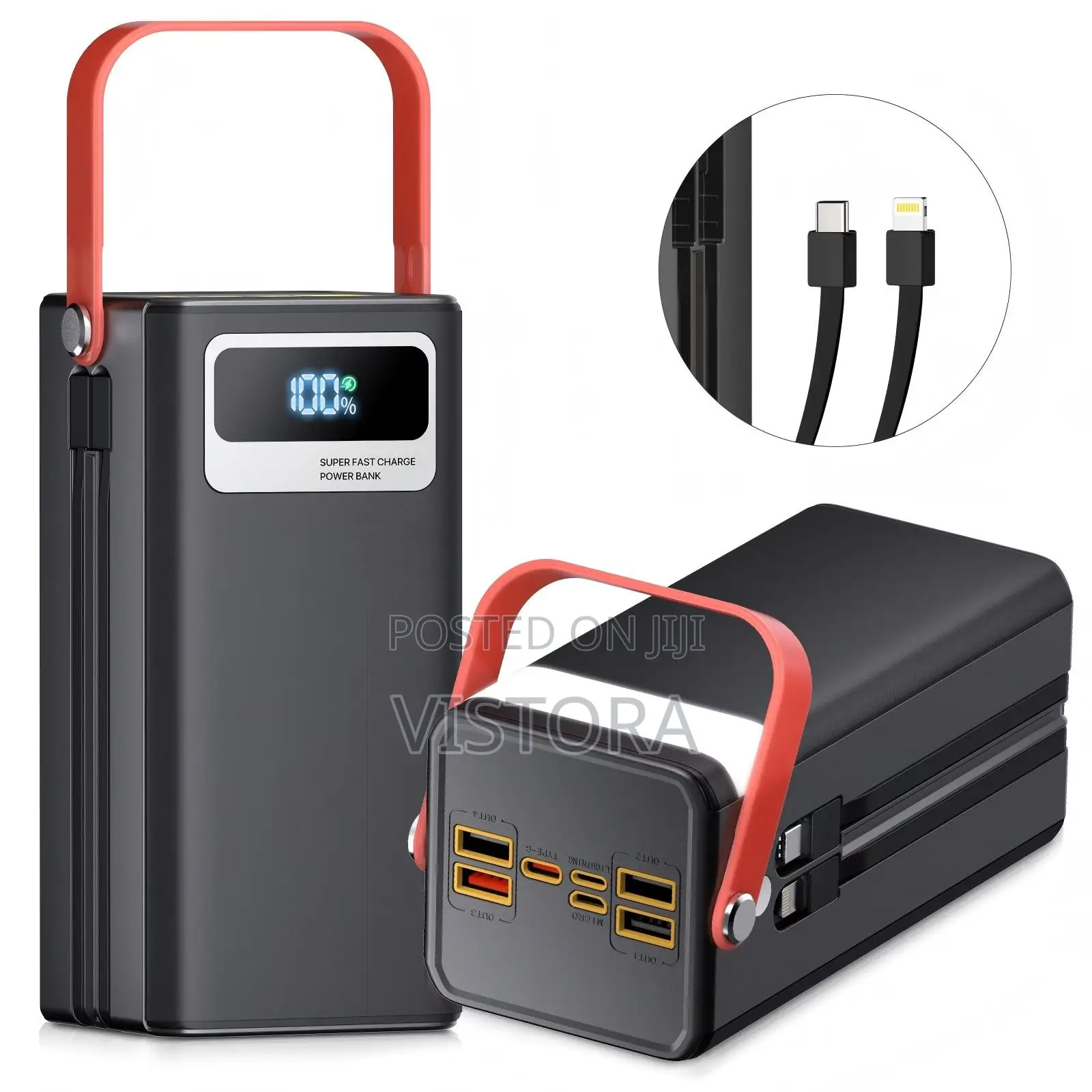 PGYOB Portable Charger Power Bank 45,000mAh With Built-in Cables