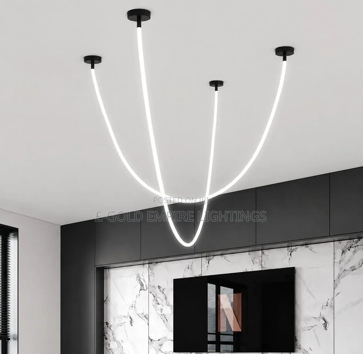 Modern LED Wave Pendant Light – Luxury Curved Hanging Ceiling Light
