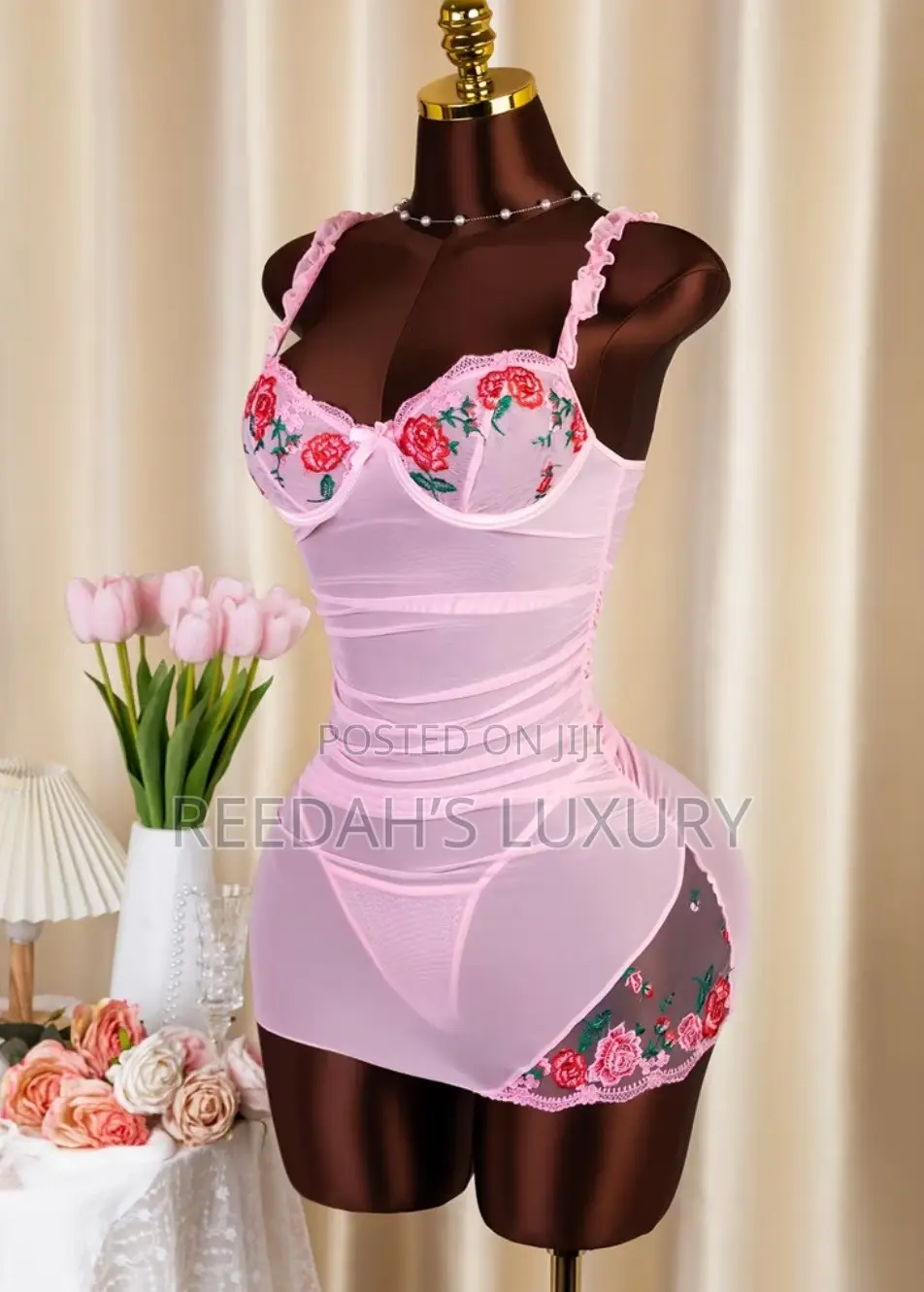 Floral Mesh Body-Con Lingerie