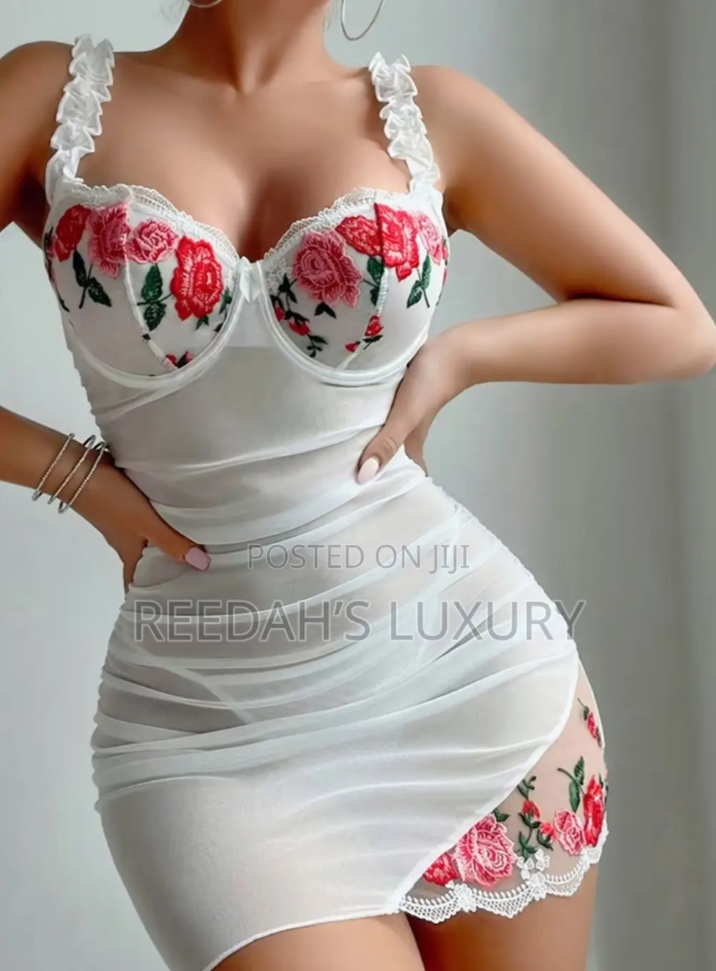 Floral Mesh Body-Con Lingerie