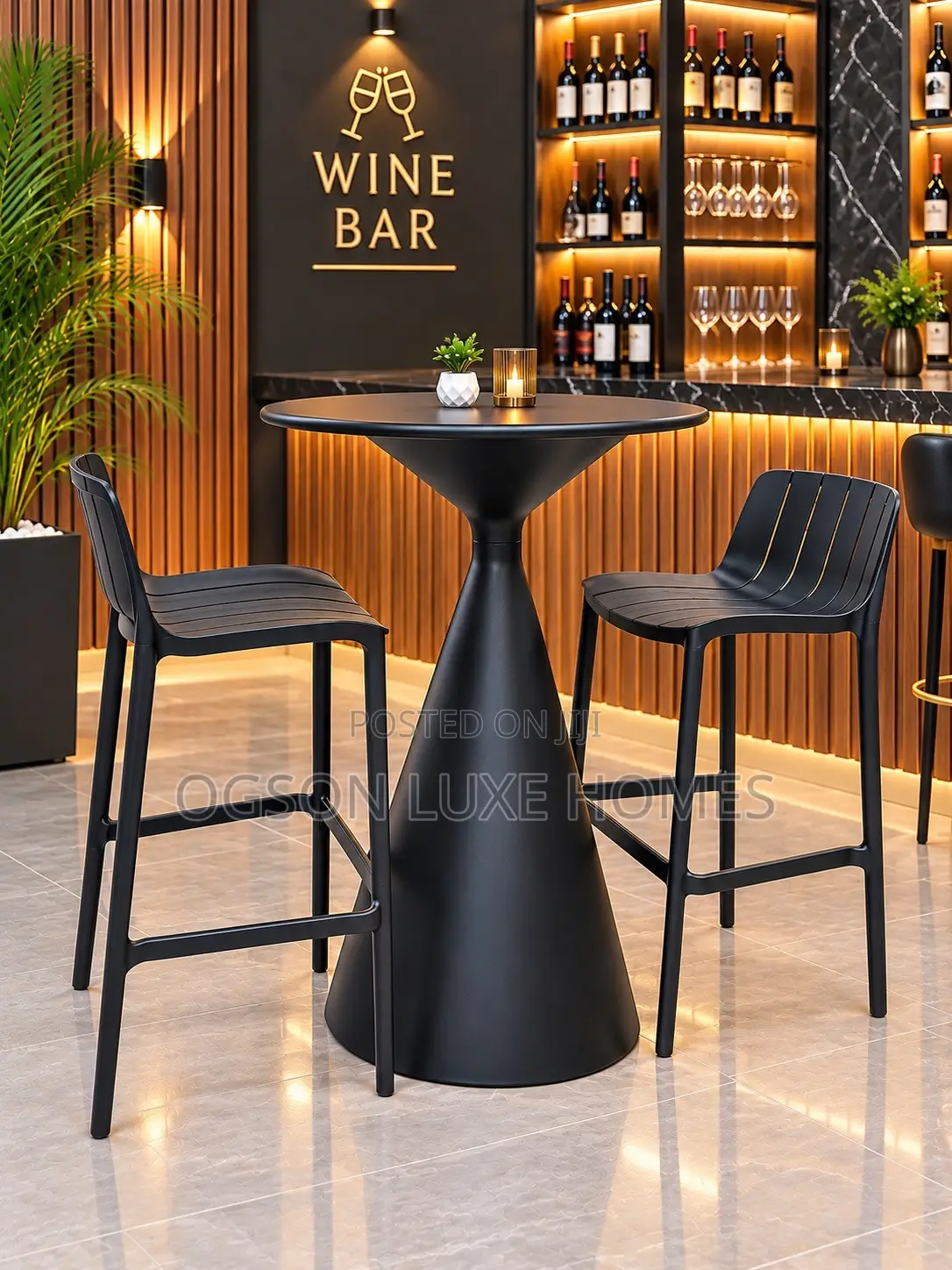 Original Plastic Bar Table( Metal Top) With 2 High Barstool