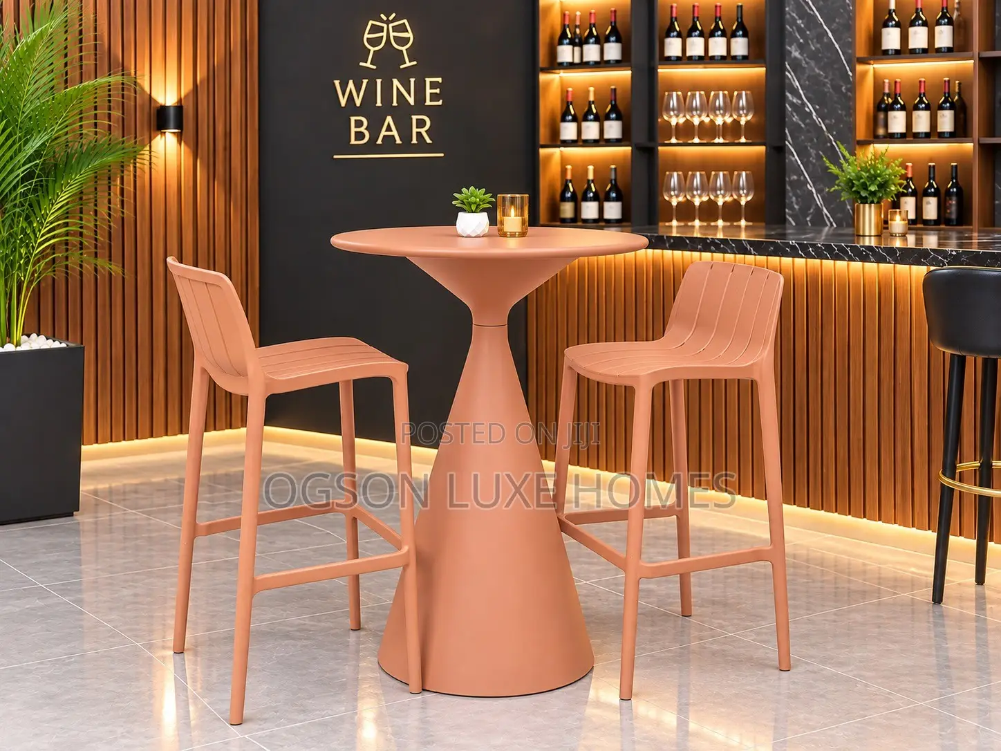 Original Plastic Bar Table( Metal Top) With 2 High Barstool