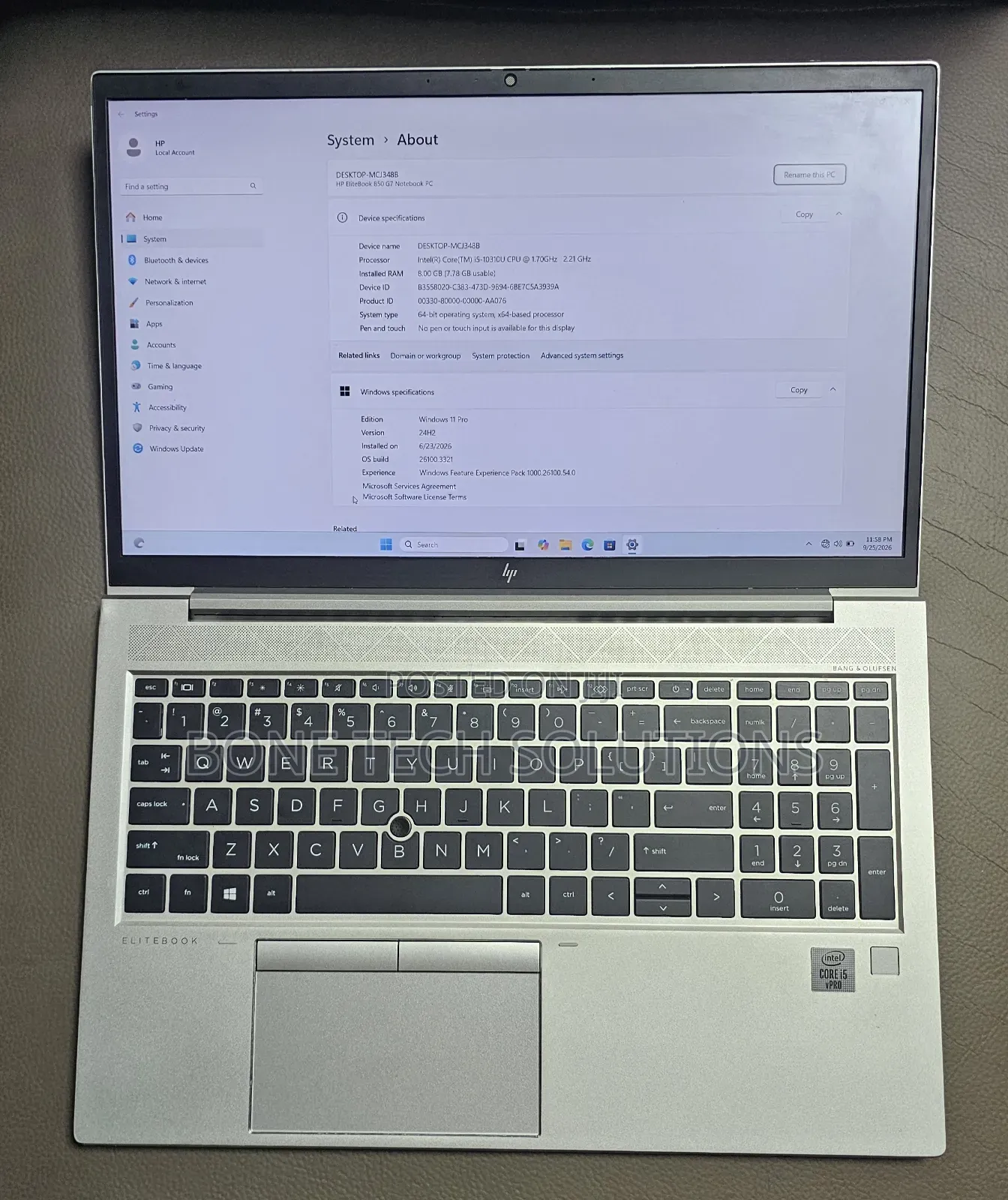 Laptop HP EliteBook 850 G8 8GB Intel Core i5 SSD 256GB