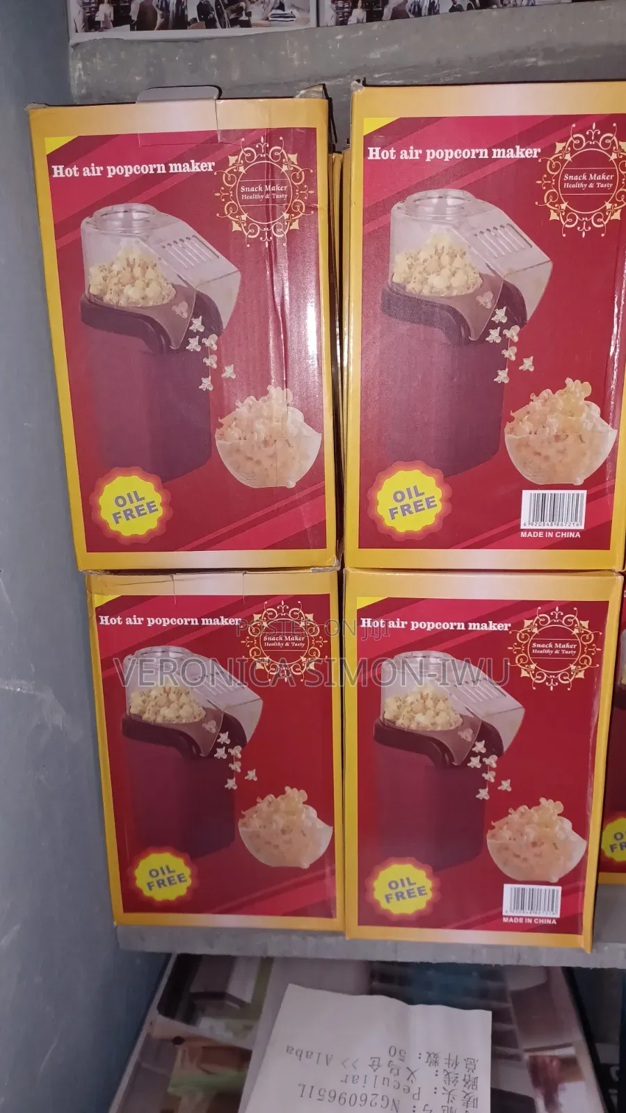 Electric Hot Air Popcorn Maker for Home, Office Movie Nights