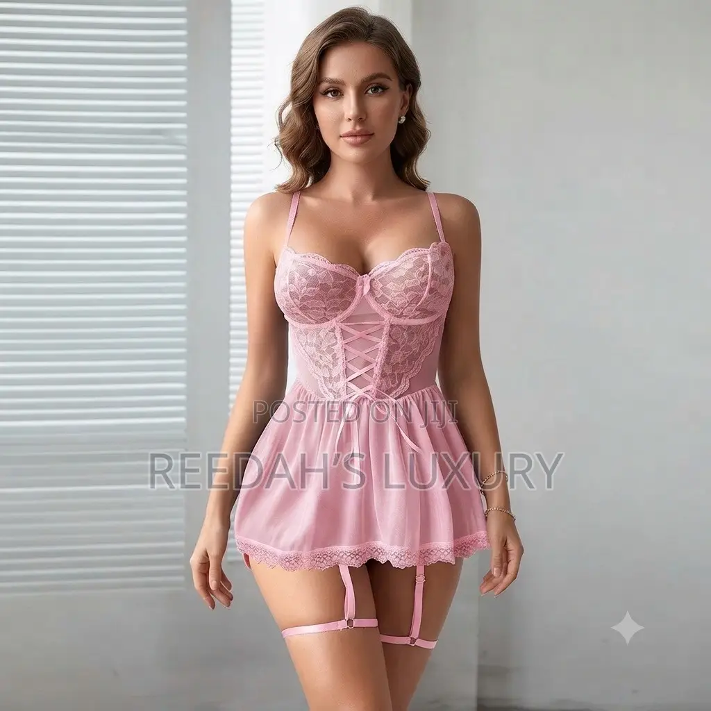 Captivating Lace Babydoll Garter Set