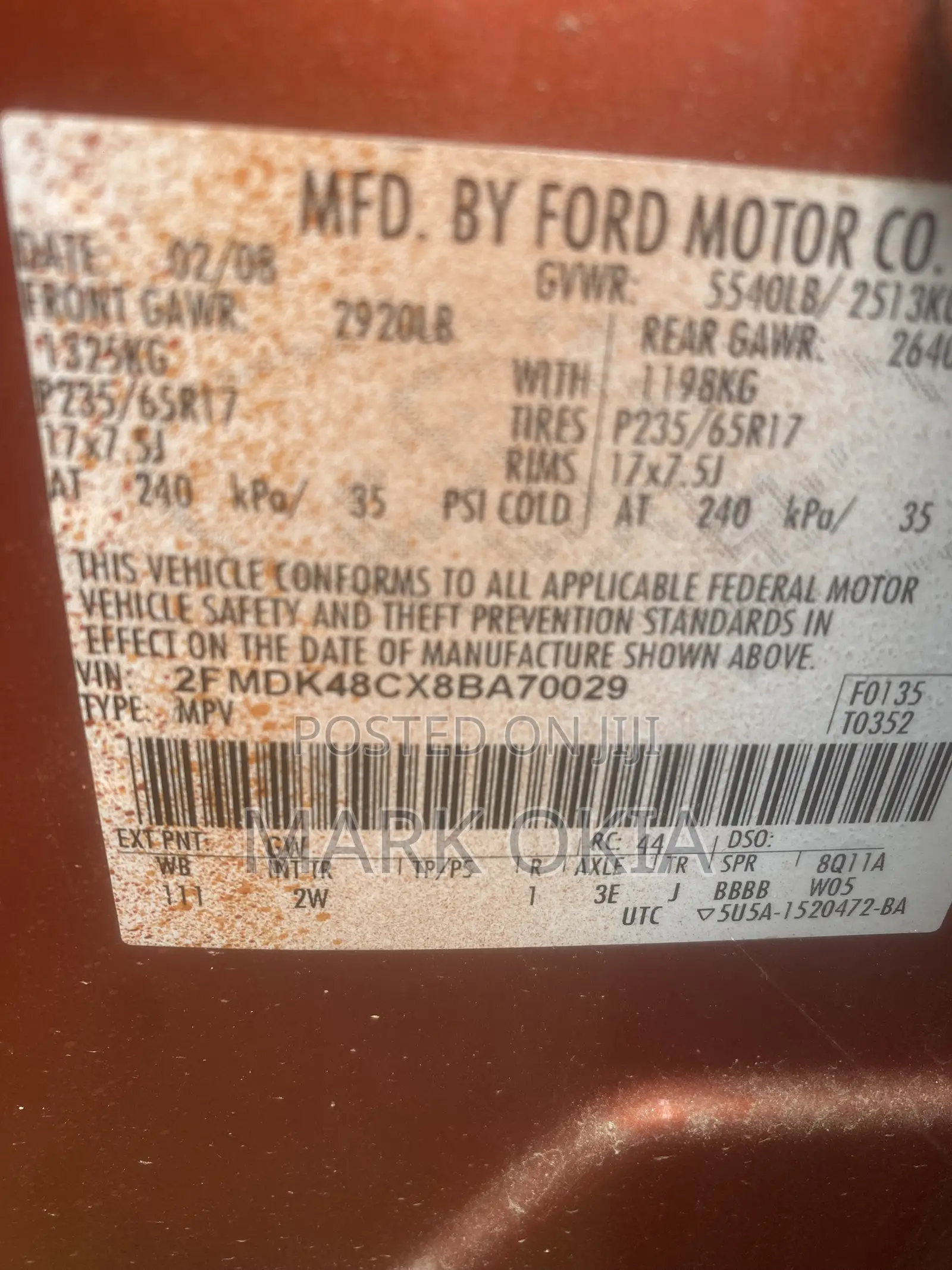 Ford Edge 2008 Orange