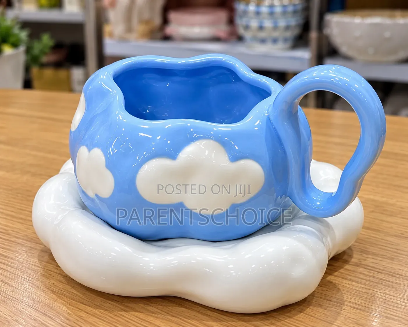 Blue Irregular Ceramic Coffee Mug - 1pc