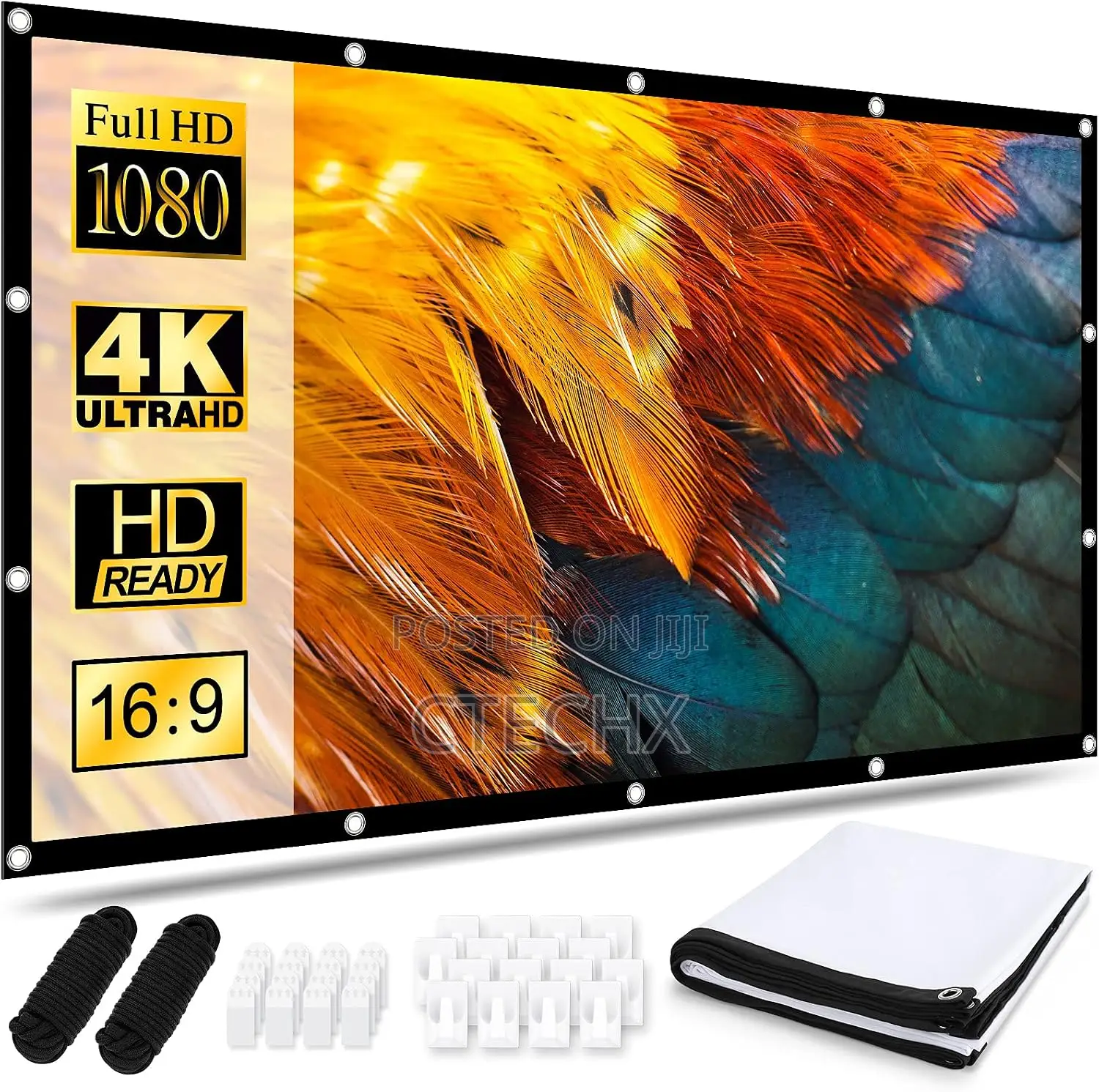 Projector Screen 120 Inch, Portable Movie Screen 16:9 HD Foldable