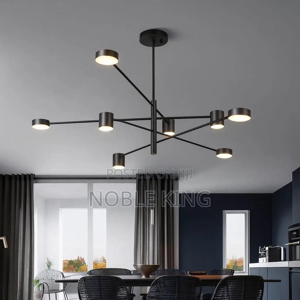 2026 Living Room Chandelier Simple Black Nordic Lighting Creative